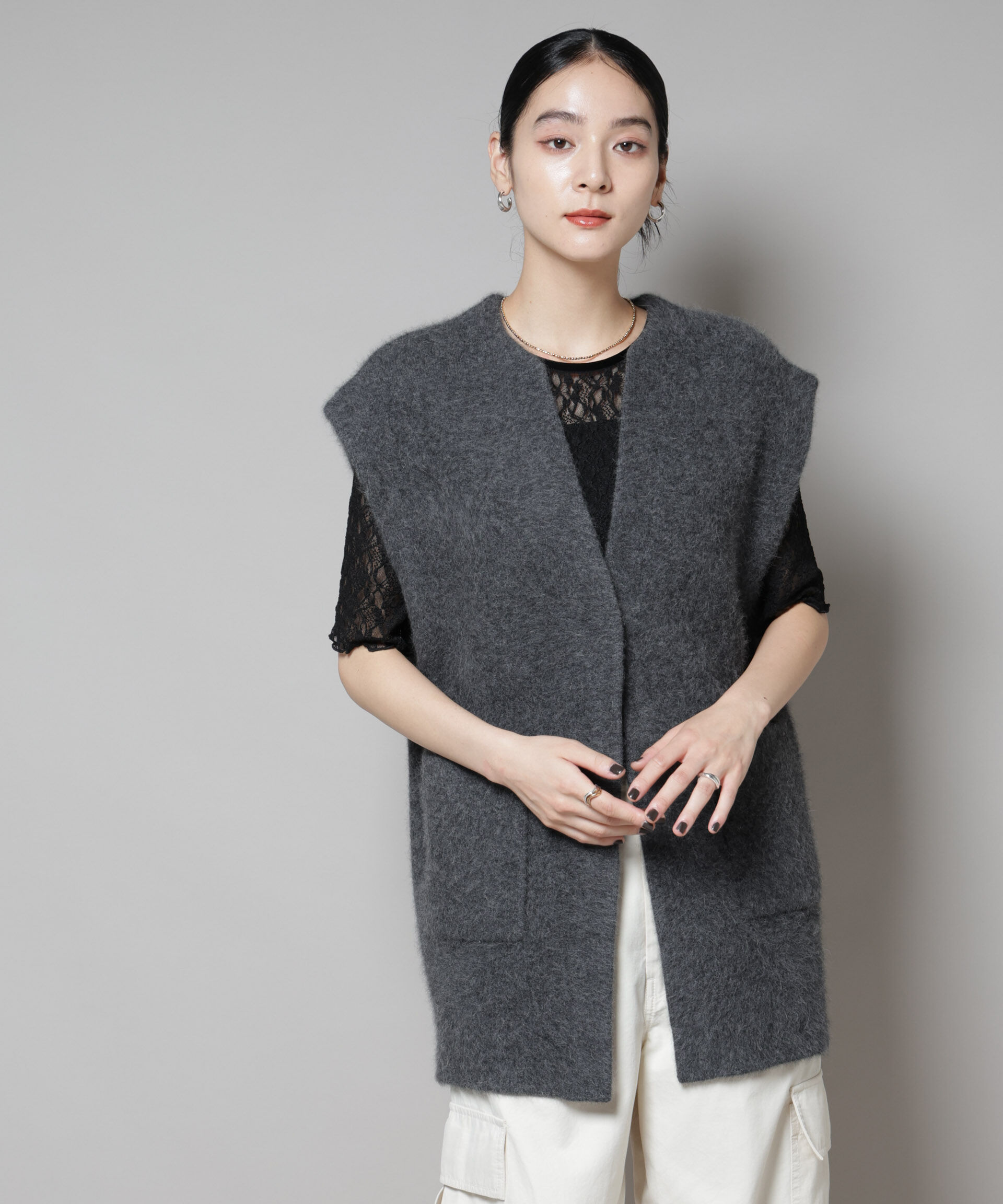 nano･universe「ウォッシャブルフォックスリバーニットジレ」|ニット・セーター|