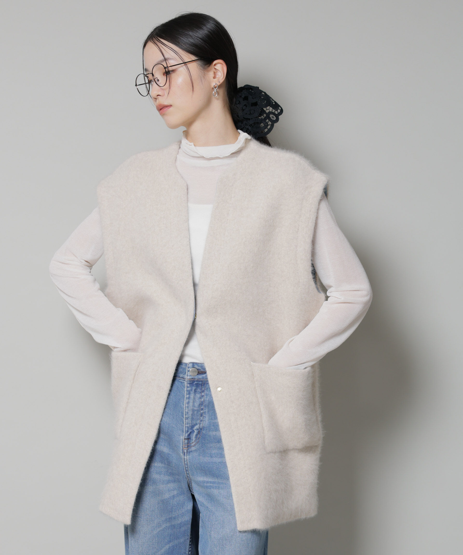 nano･universe「ウォッシャブルフォックスリバーニットジレ」|ニット・セーター|