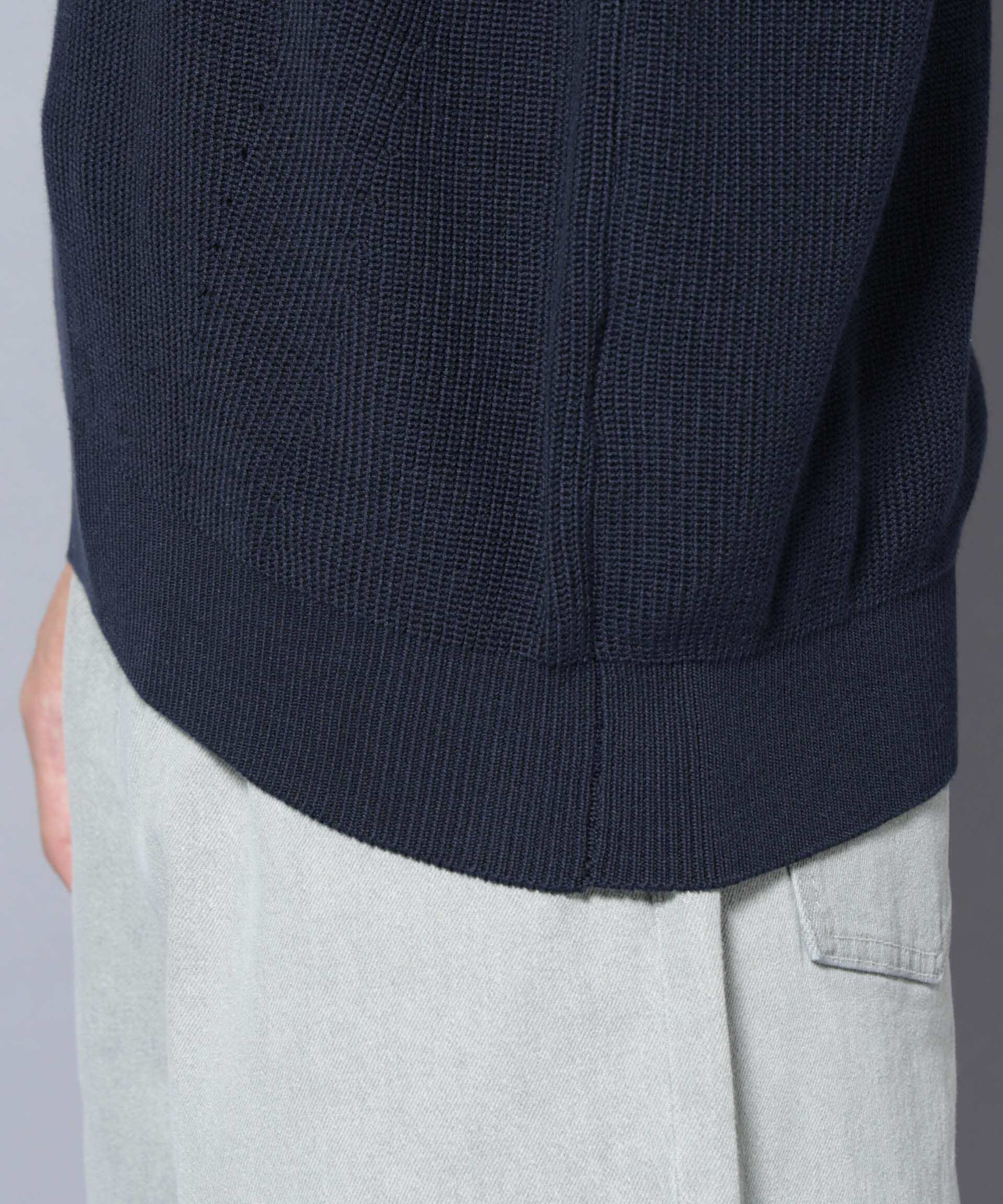 nano･universe「マーセライズコットン 畦クルーネックニット」|ニット・セーター|