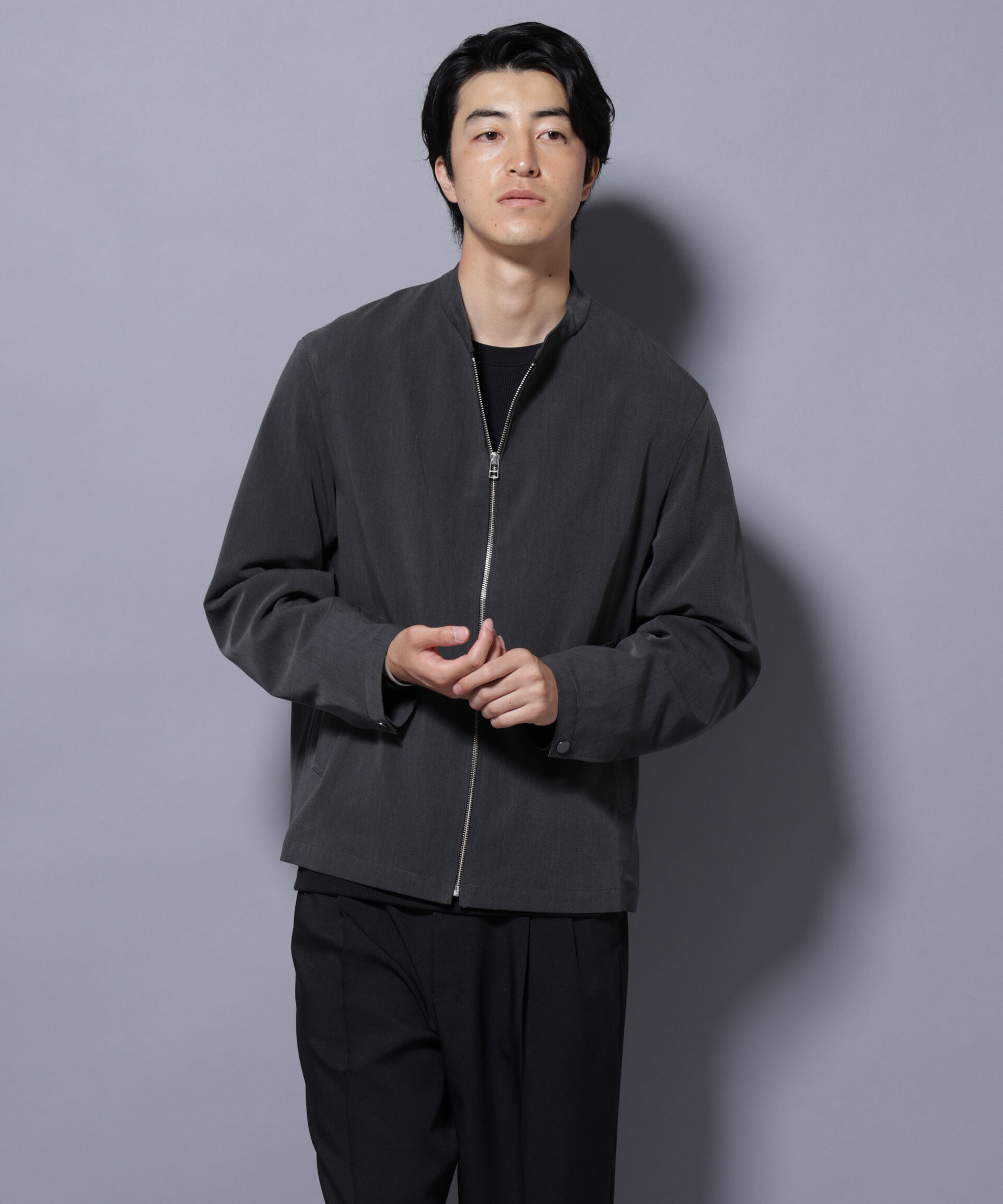 nano･universe「TR シングルライダースブルゾン」|ブルゾン・スタジャン|