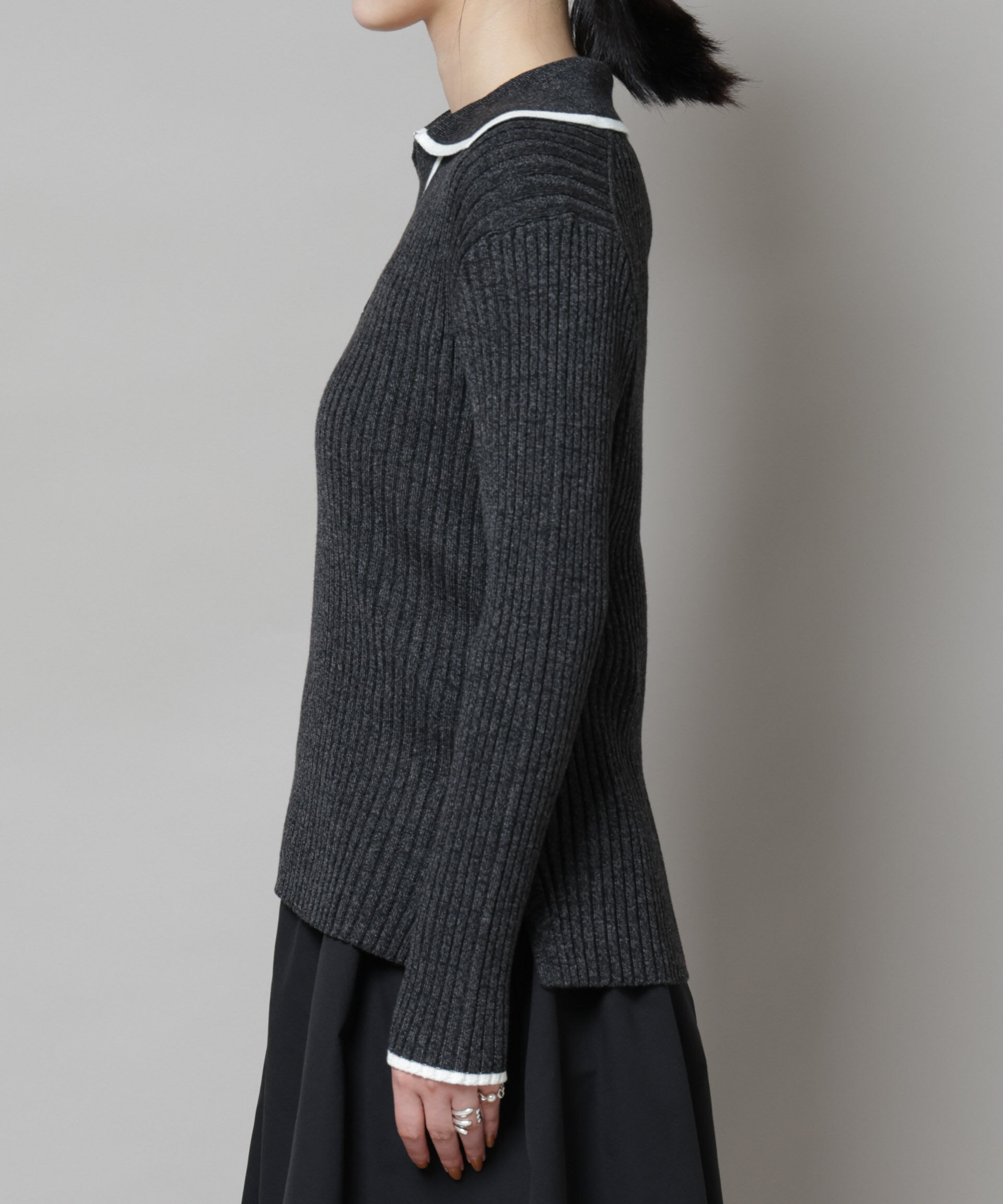 nano･universe「メランジスキッパーバイカラーニットプルオーバー(セットアップ可)」|ニット・セーター|