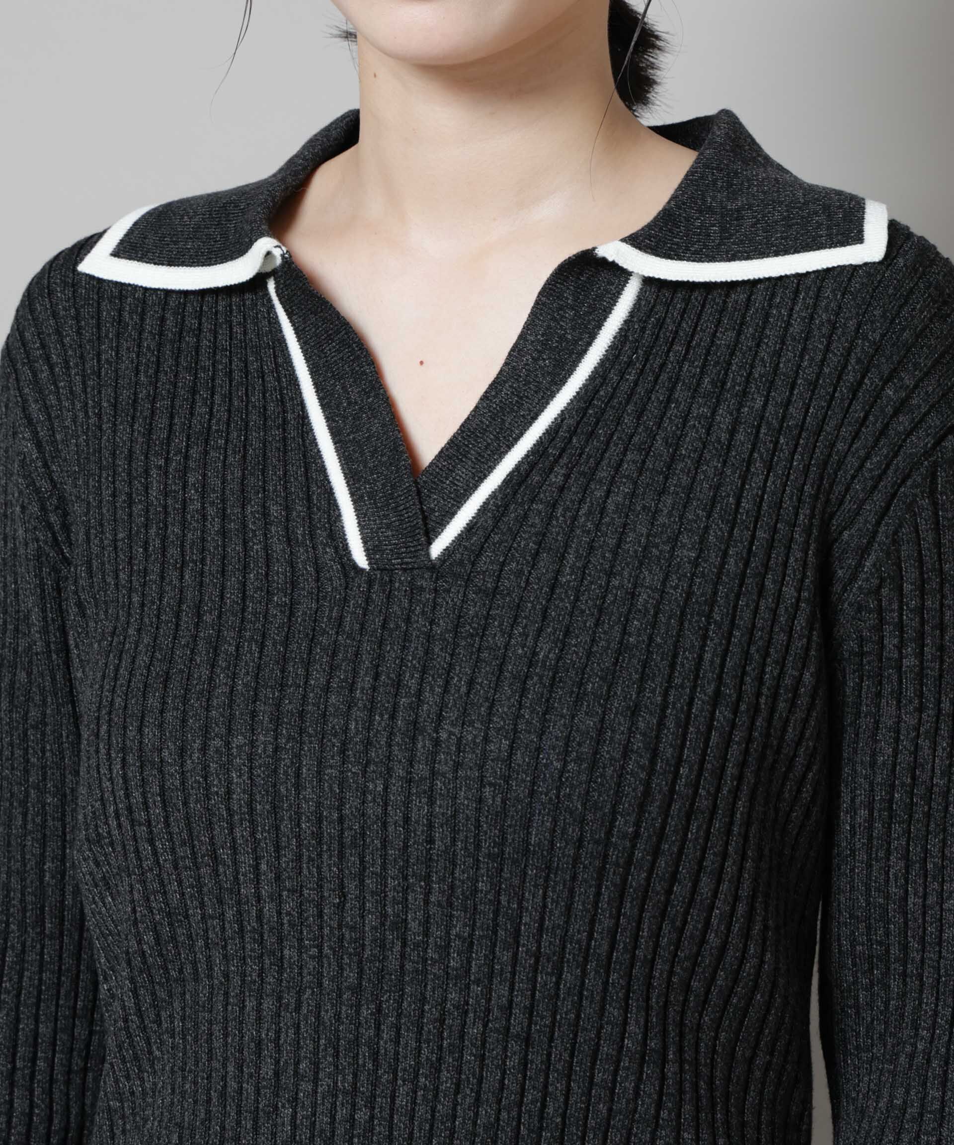 nano･universe「メランジスキッパーバイカラーニットプルオーバー(セットアップ可)」|ニット・セーター|