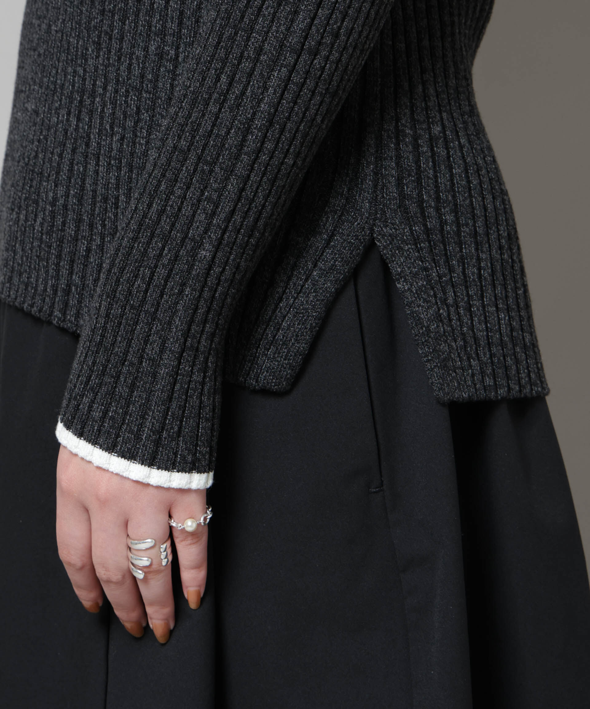 nano･universe「メランジスキッパーバイカラーニットプルオーバー(セットアップ可)」|ニット・セーター|