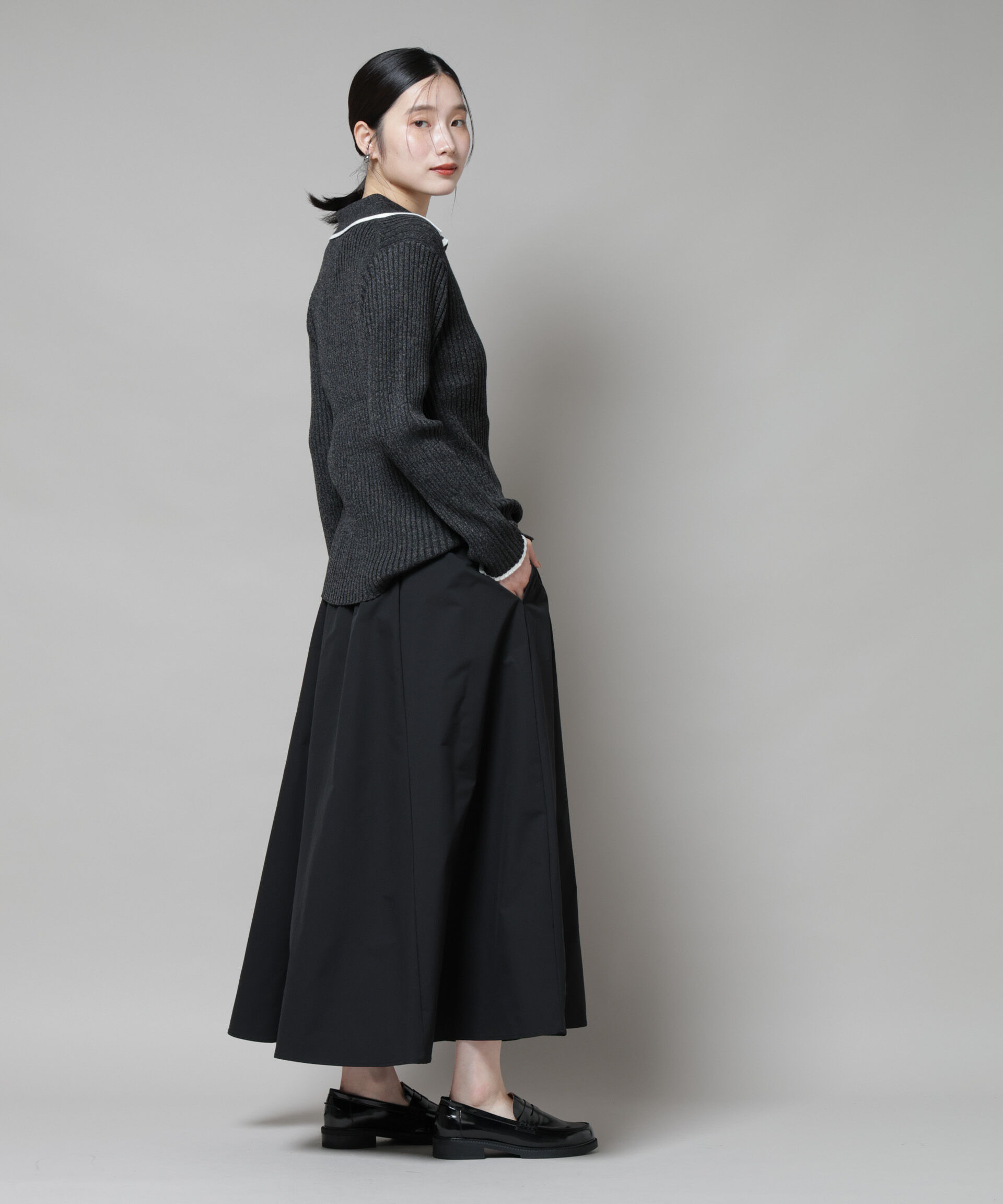 nano･universe「メランジスキッパーバイカラーニットプルオーバー(セットアップ可)」|ニット・セーター|