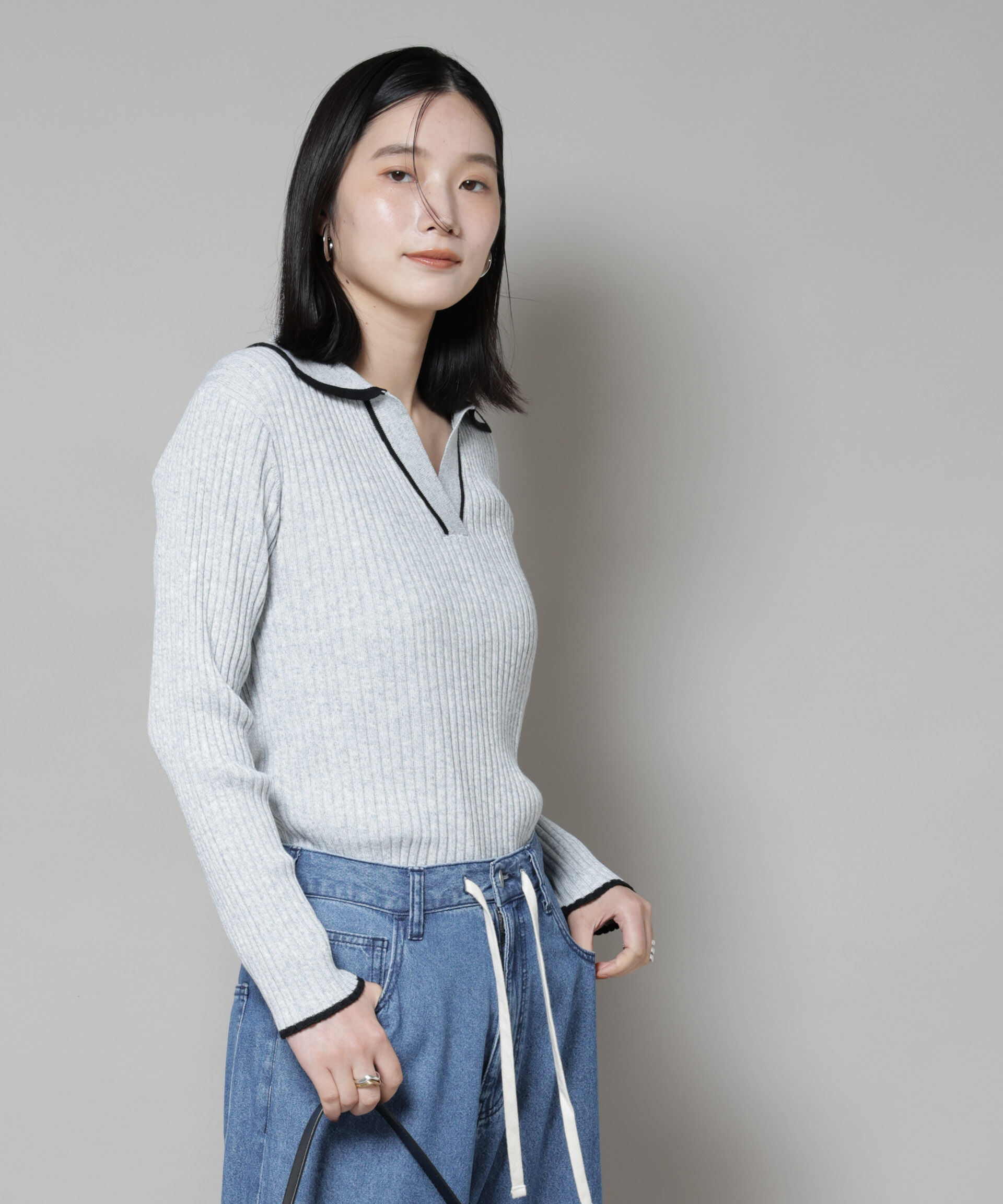 nano･universe「メランジスキッパーバイカラーニットプルオーバー(セットアップ可)」|ニット・セーター|