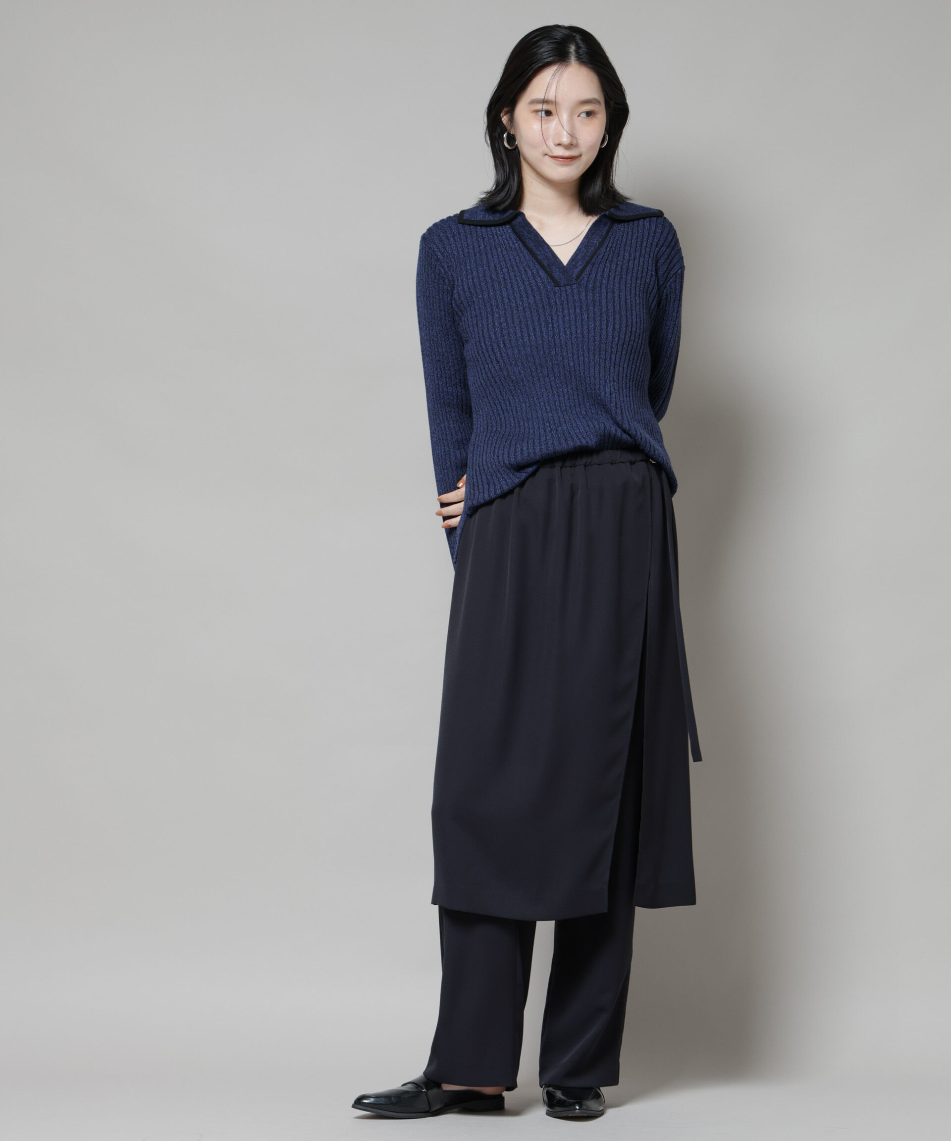 nano･universe「メランジスキッパーバイカラーニットプルオーバー(セットアップ可)」|ニット・セーター|