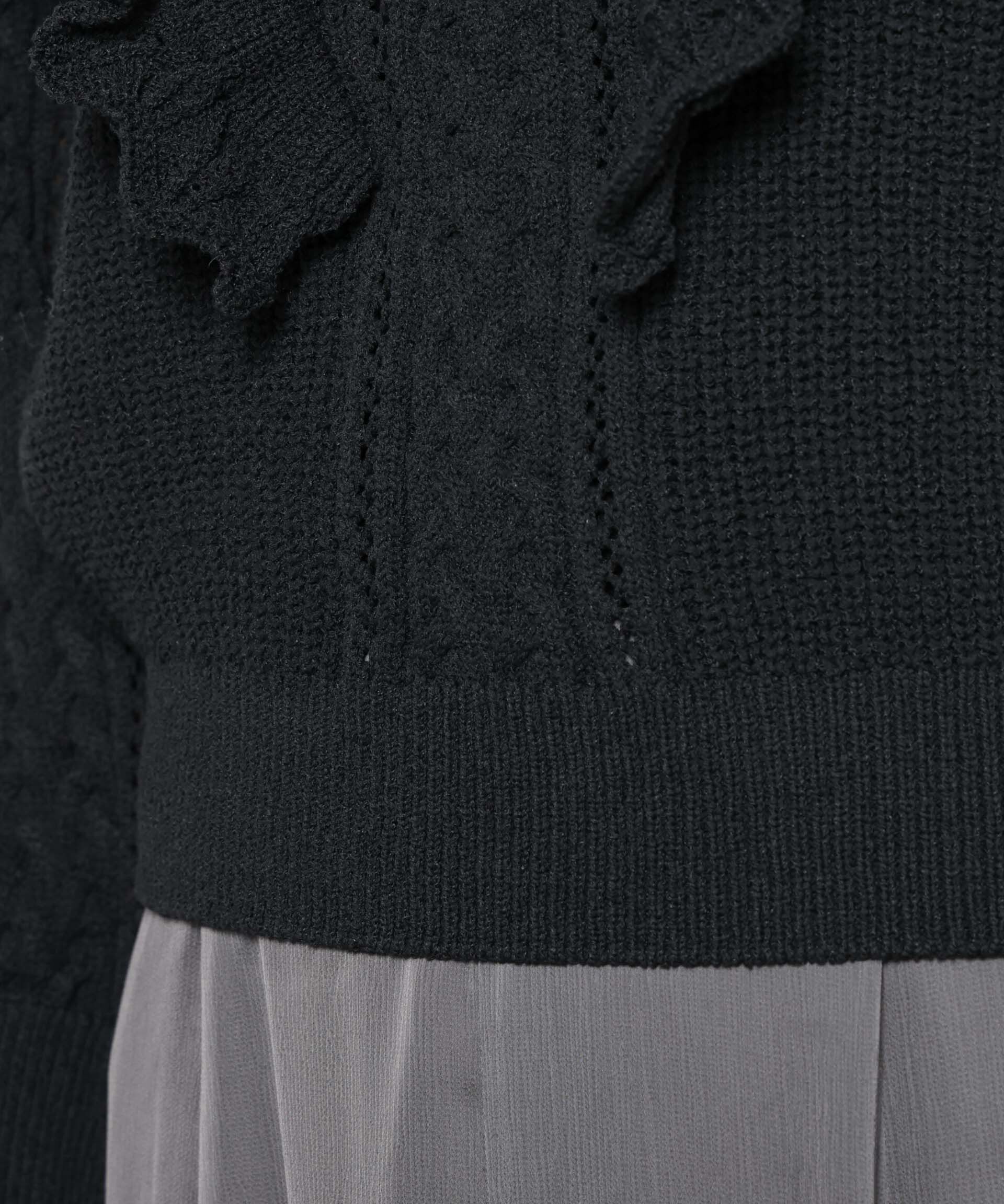 nano･universe「フリルケーブルニットプルオーバー」|ニット・セーター|