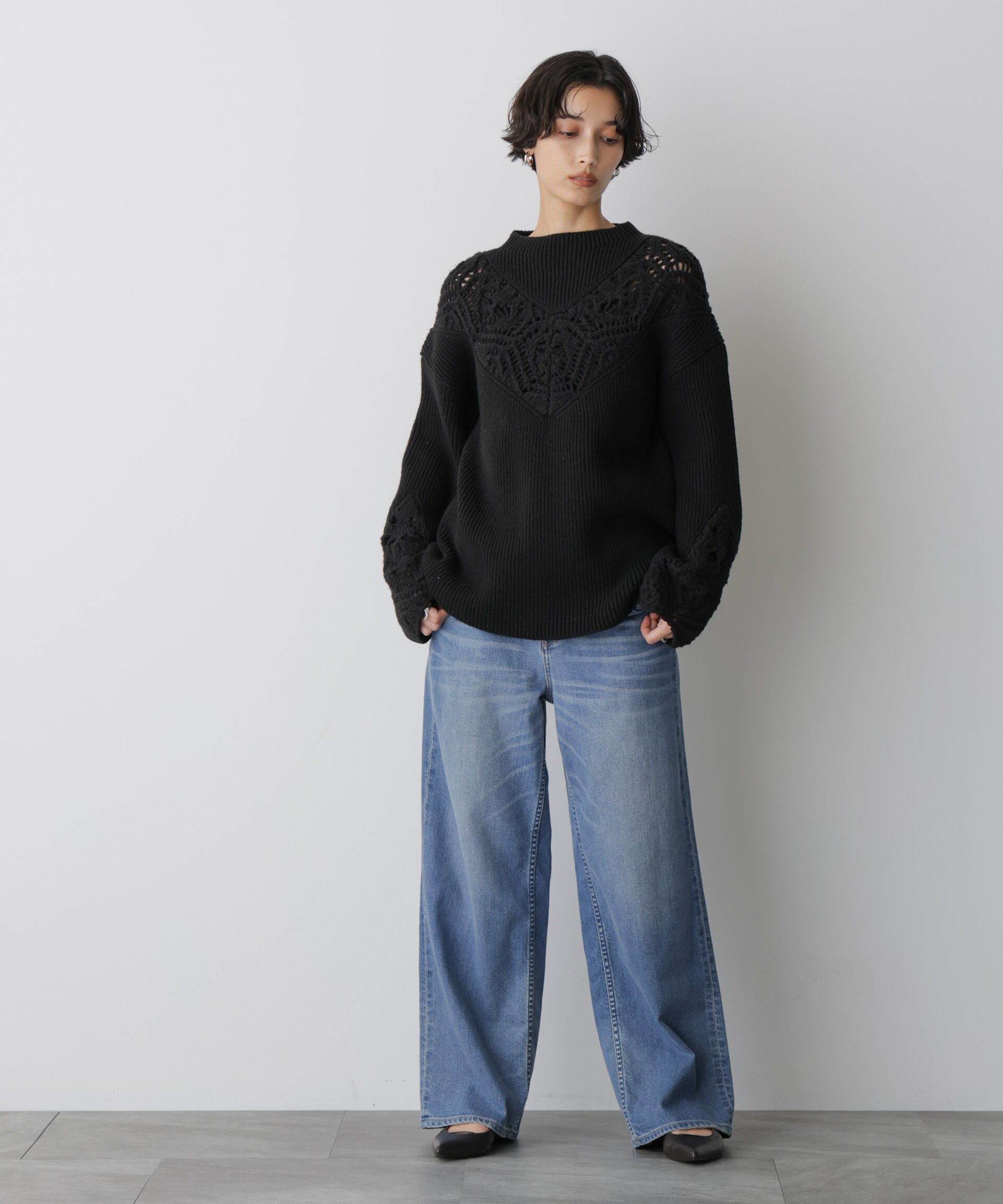  「「STEVELOUR」レースモチーフフレア袖ニット」|ニット・セーター|