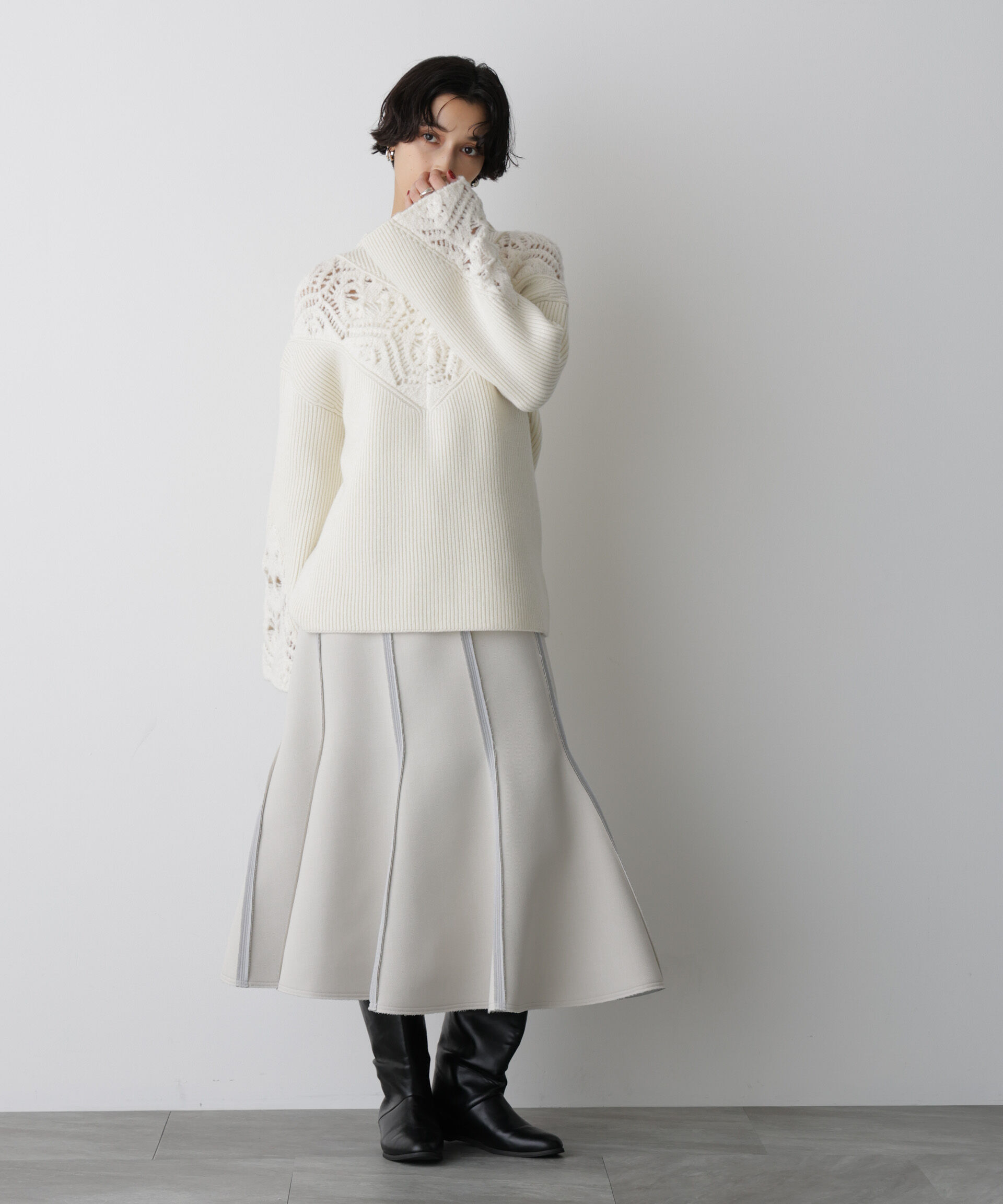  「「STEVELOUR」レースモチーフフレア袖ニット」|ニット・セーター|