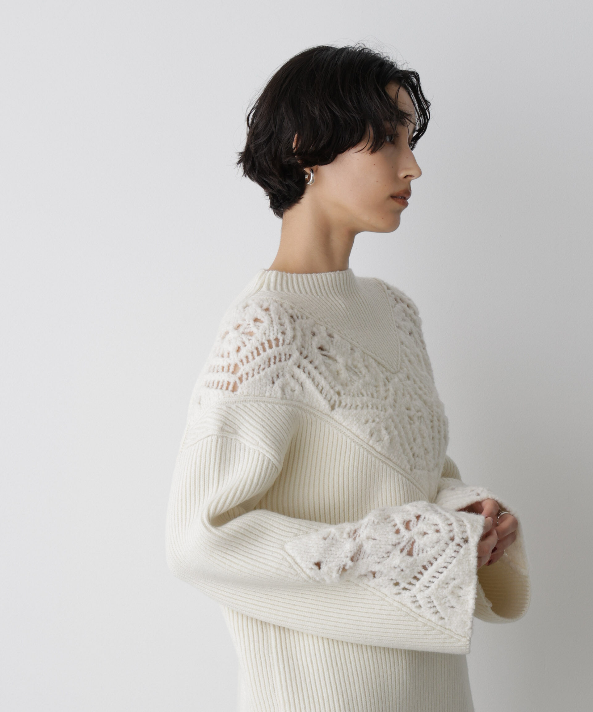  「「STEVELOUR」レースモチーフフレア袖ニット」|ニット・セーター|