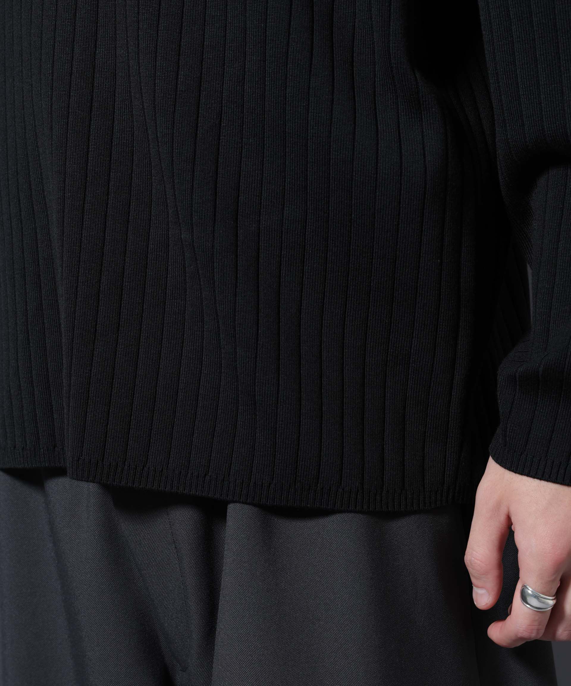 nano･universe「CICA&UVカット リブニットVネック」|ニット・セーター|