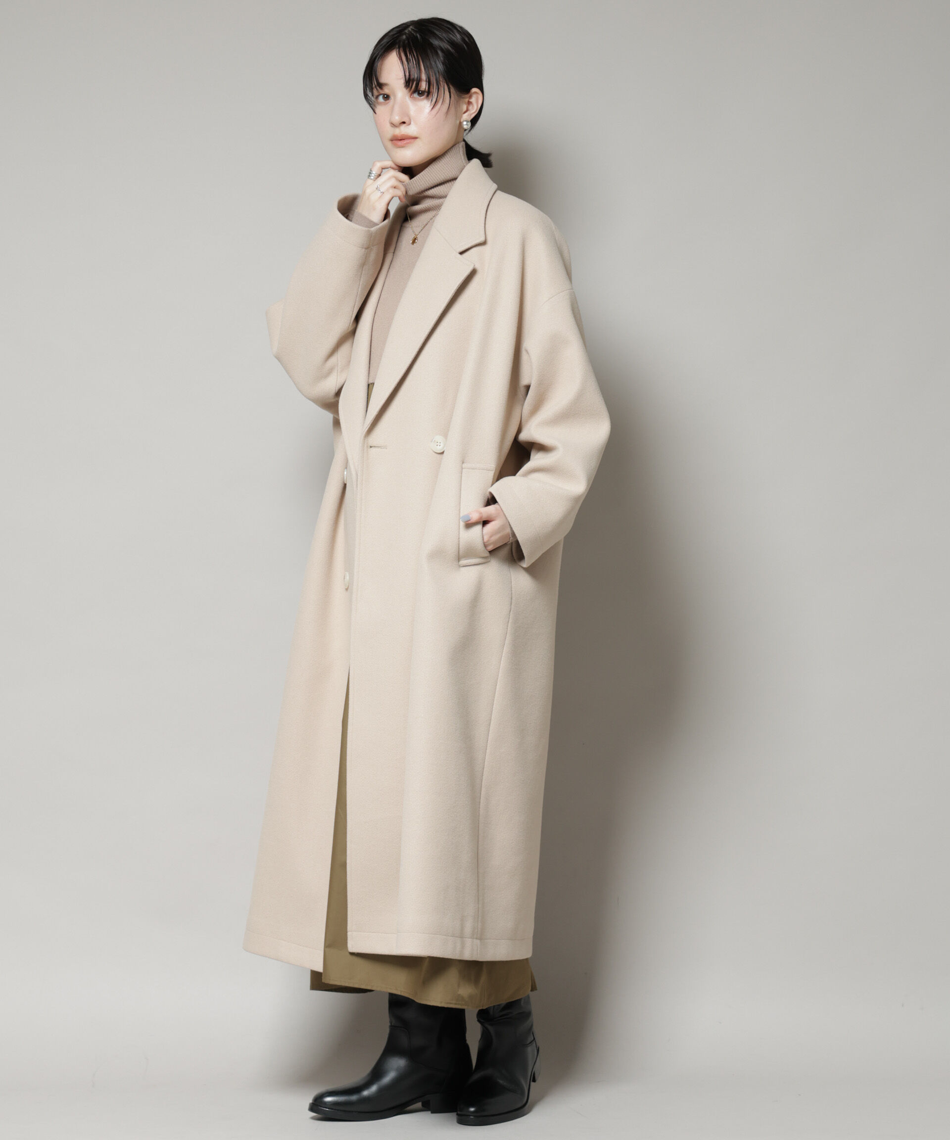 nano･universe「メルトンジャージーチェスターロングコート」|その他|