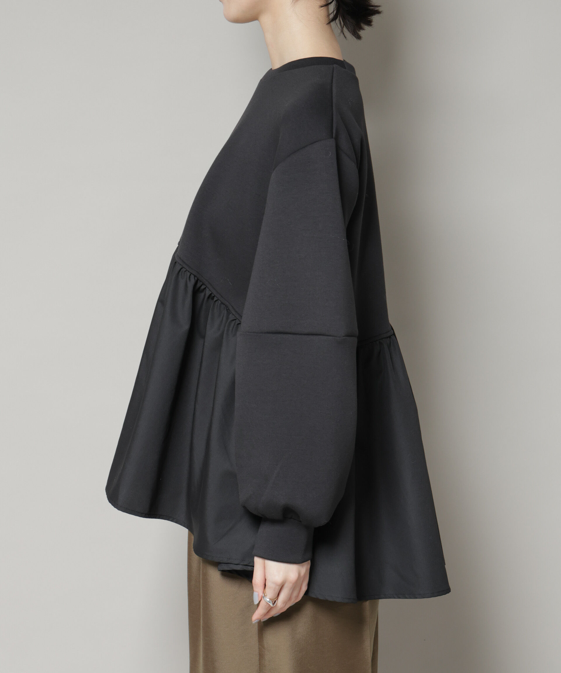 nano･universe「布帛コンビペプラムカットトップス」|Tシャツ・カットソー|