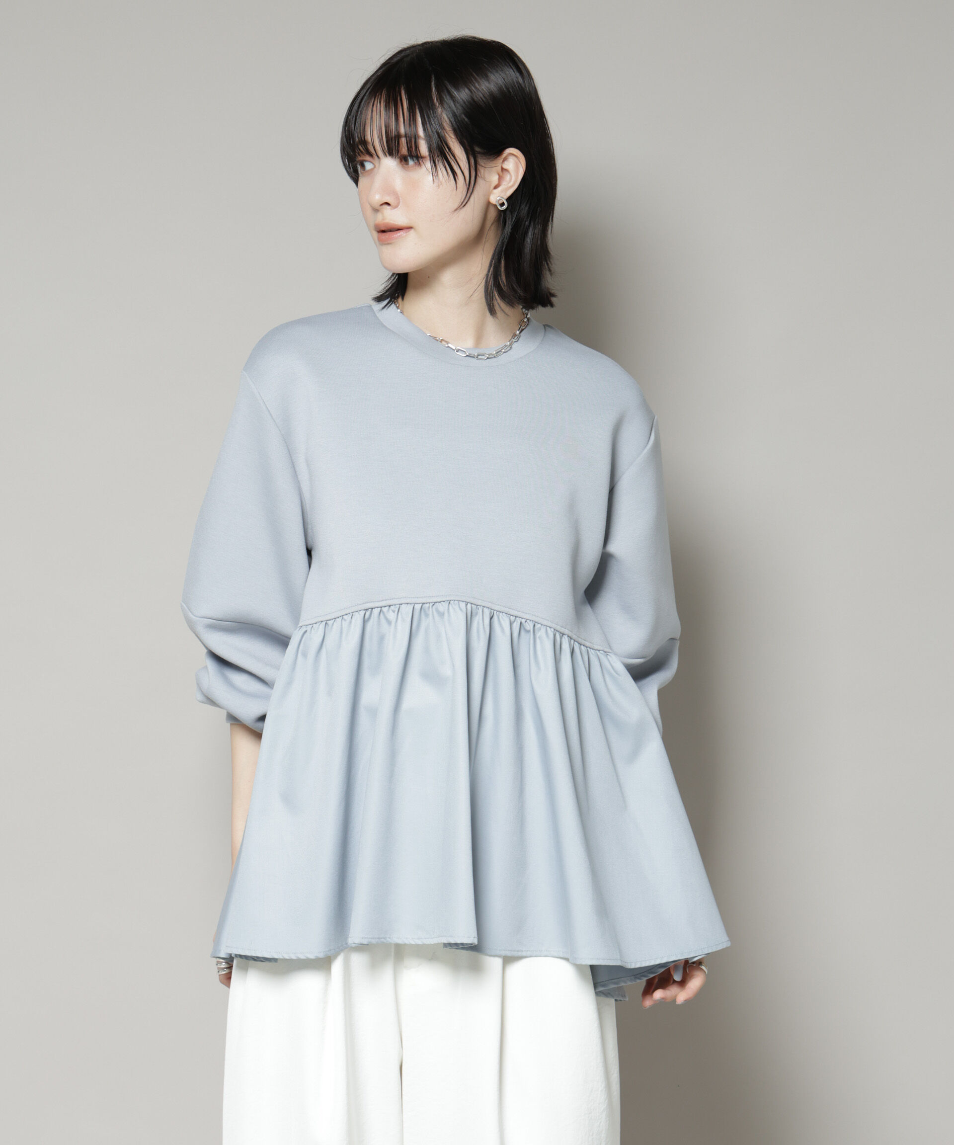 nano･universe「布帛コンビペプラムカットトップス」|Tシャツ・カットソー|