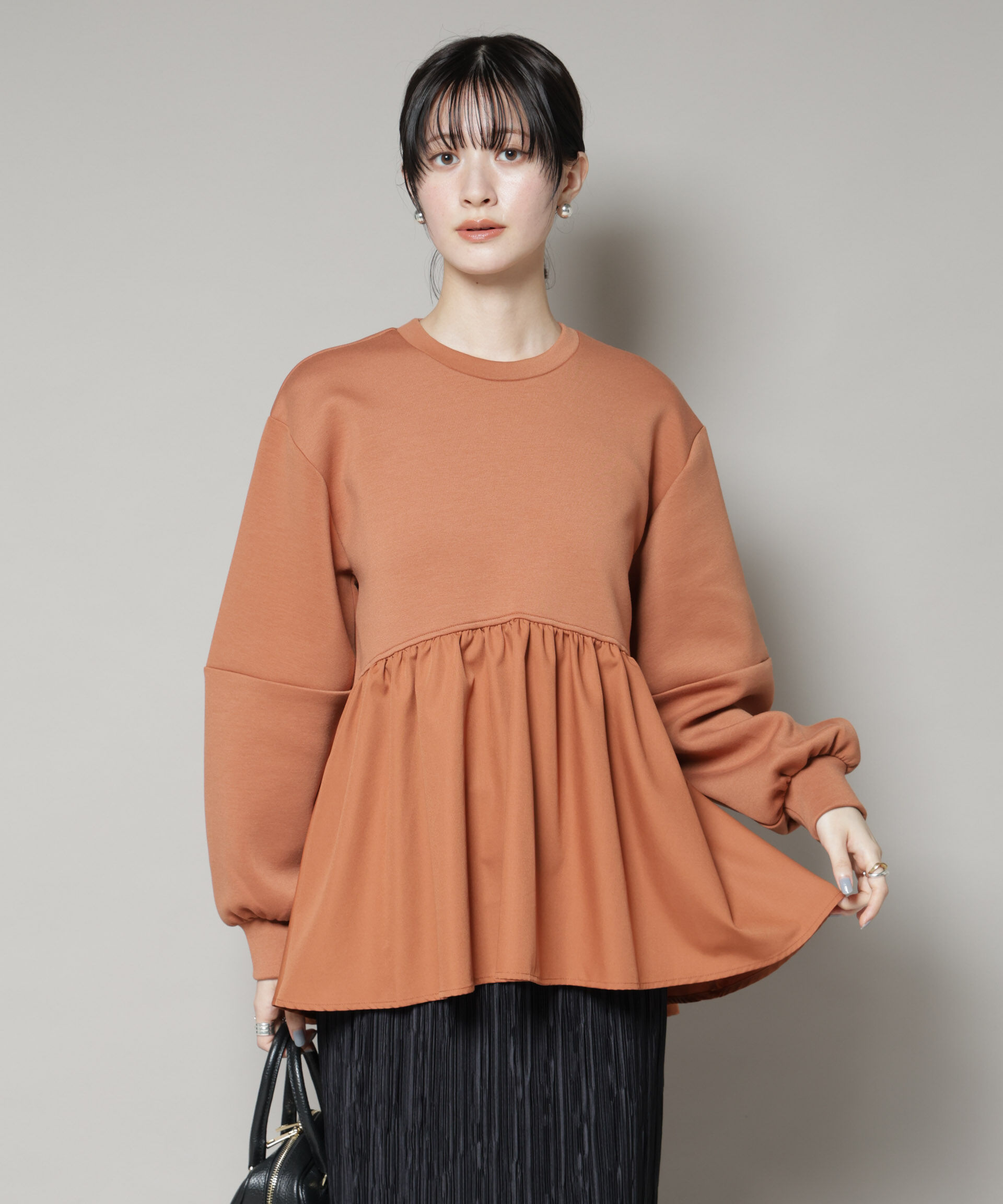 nano･universe「布帛コンビペプラムカットトップス」|Tシャツ・カットソー|