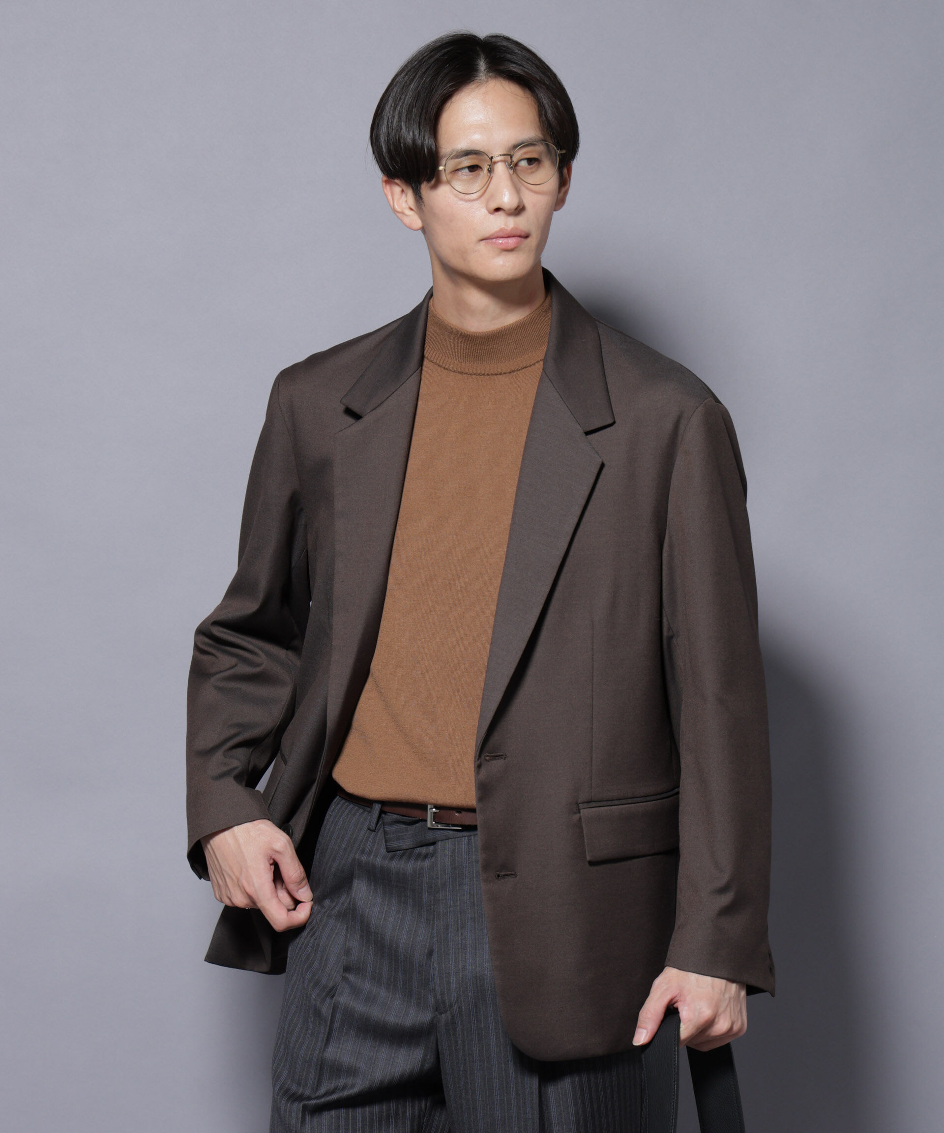 nano･universe「DELEGANTEｴｱﾘｰｻｷｿﾆｰ ｸﾞﾘｯﾀｰｽﾄﾗｲﾌﾟﾃｰﾗｰﾄﾞｼﾞｬ」|テーラードジャケット|