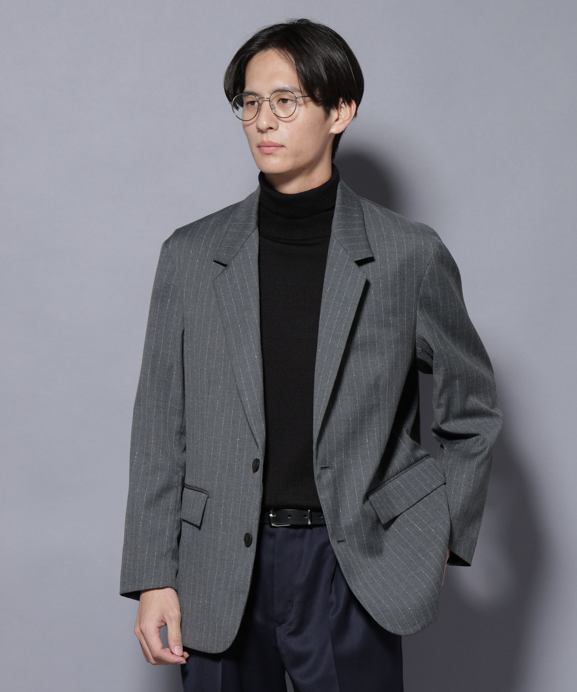 nano･universe「DELEGANTEｴｱﾘｰｻｷｿﾆｰ ｸﾞﾘｯﾀｰｽﾄﾗｲﾌﾟﾃｰﾗｰﾄﾞｼﾞｬ」|テーラードジャケット|