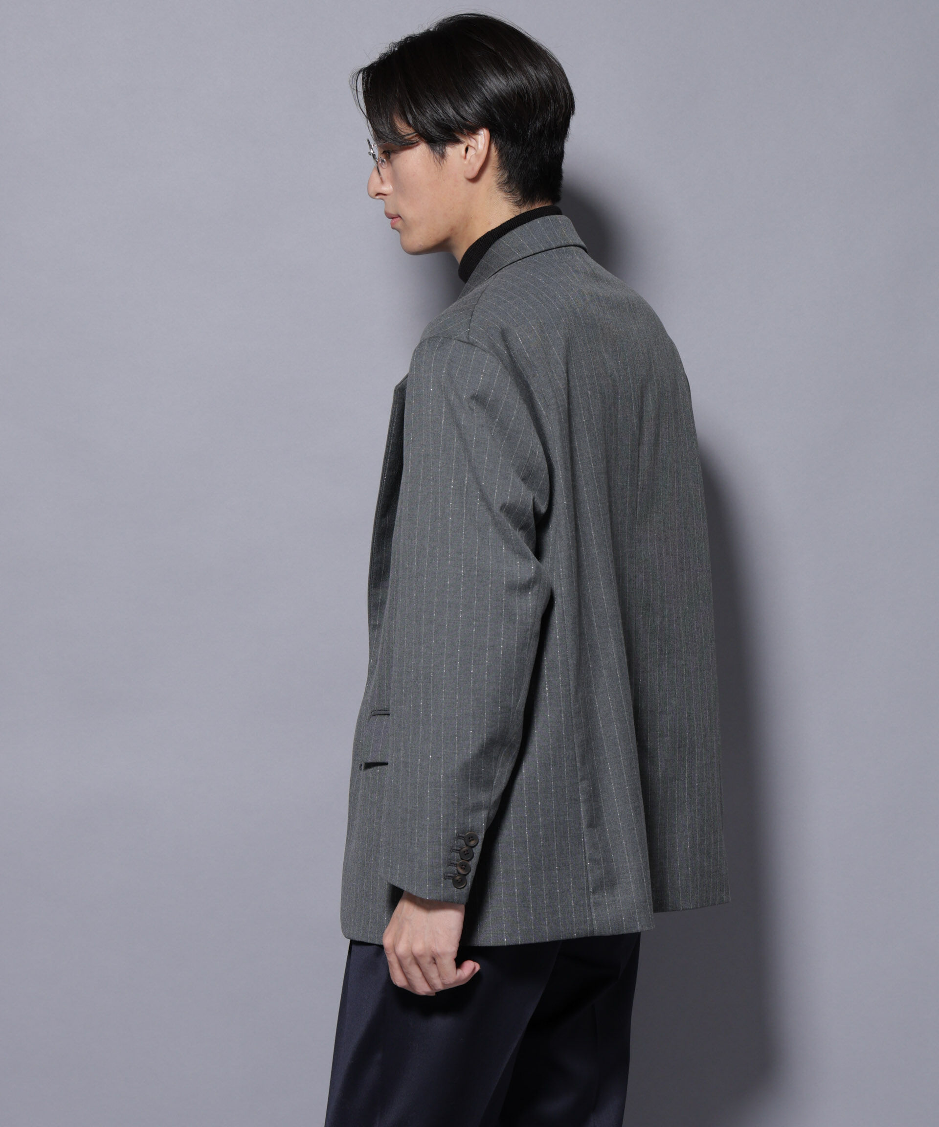 nano･universe「DELEGANTEｴｱﾘｰｻｷｿﾆｰ ｸﾞﾘｯﾀｰｽﾄﾗｲﾌﾟﾃｰﾗｰﾄﾞｼﾞｬ」|テーラードジャケット|