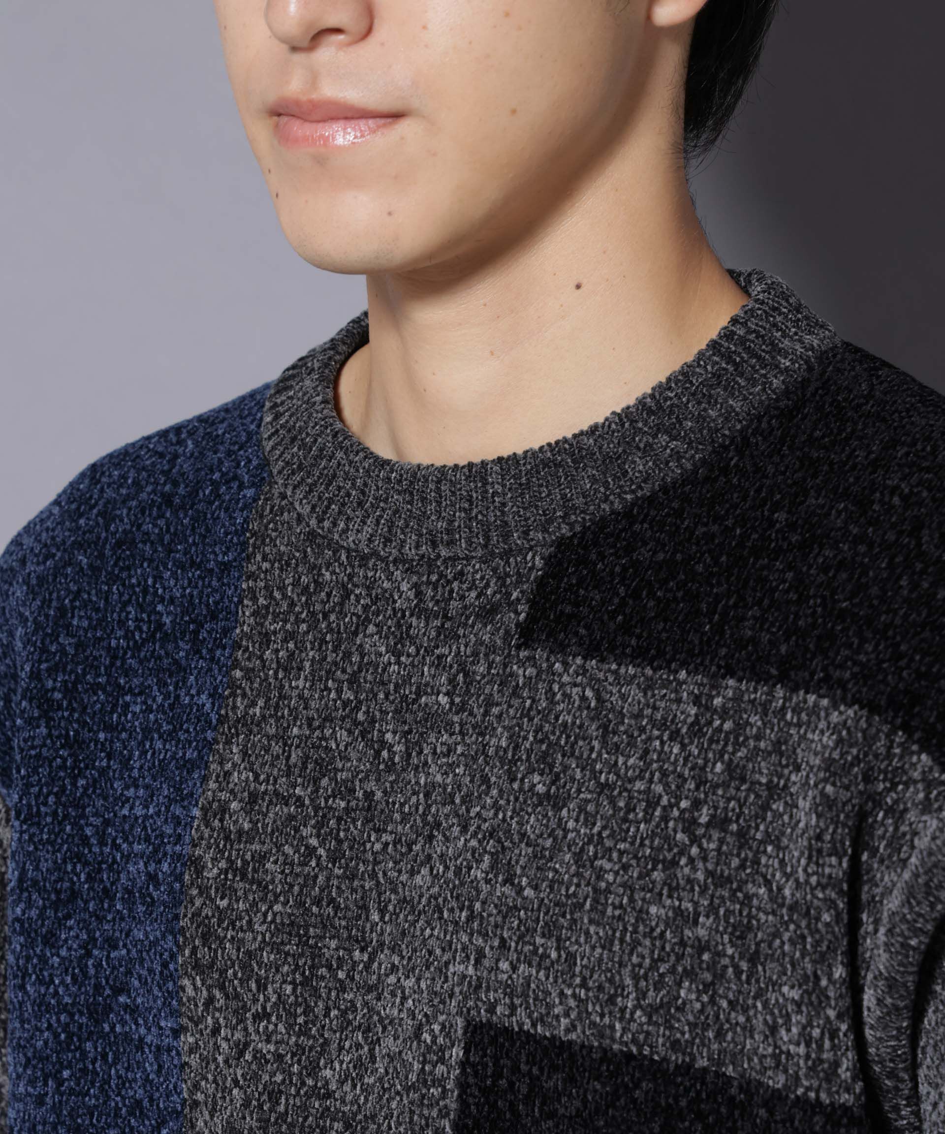 nano･universe「モールヤーンブロッキングニット」|ニット・セーター|