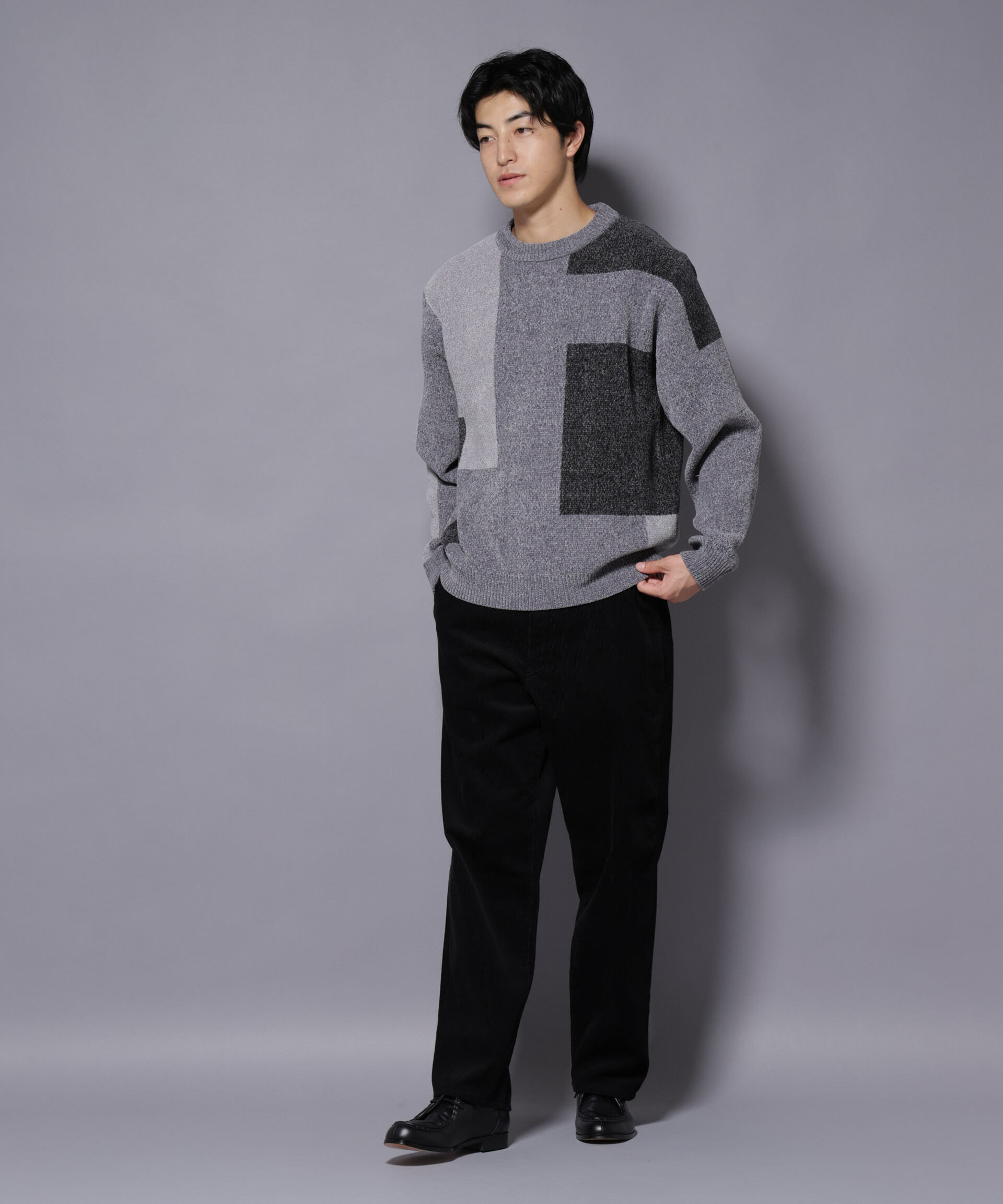 nano･universe「モールヤーンブロッキングニット」|ニット・セーター|