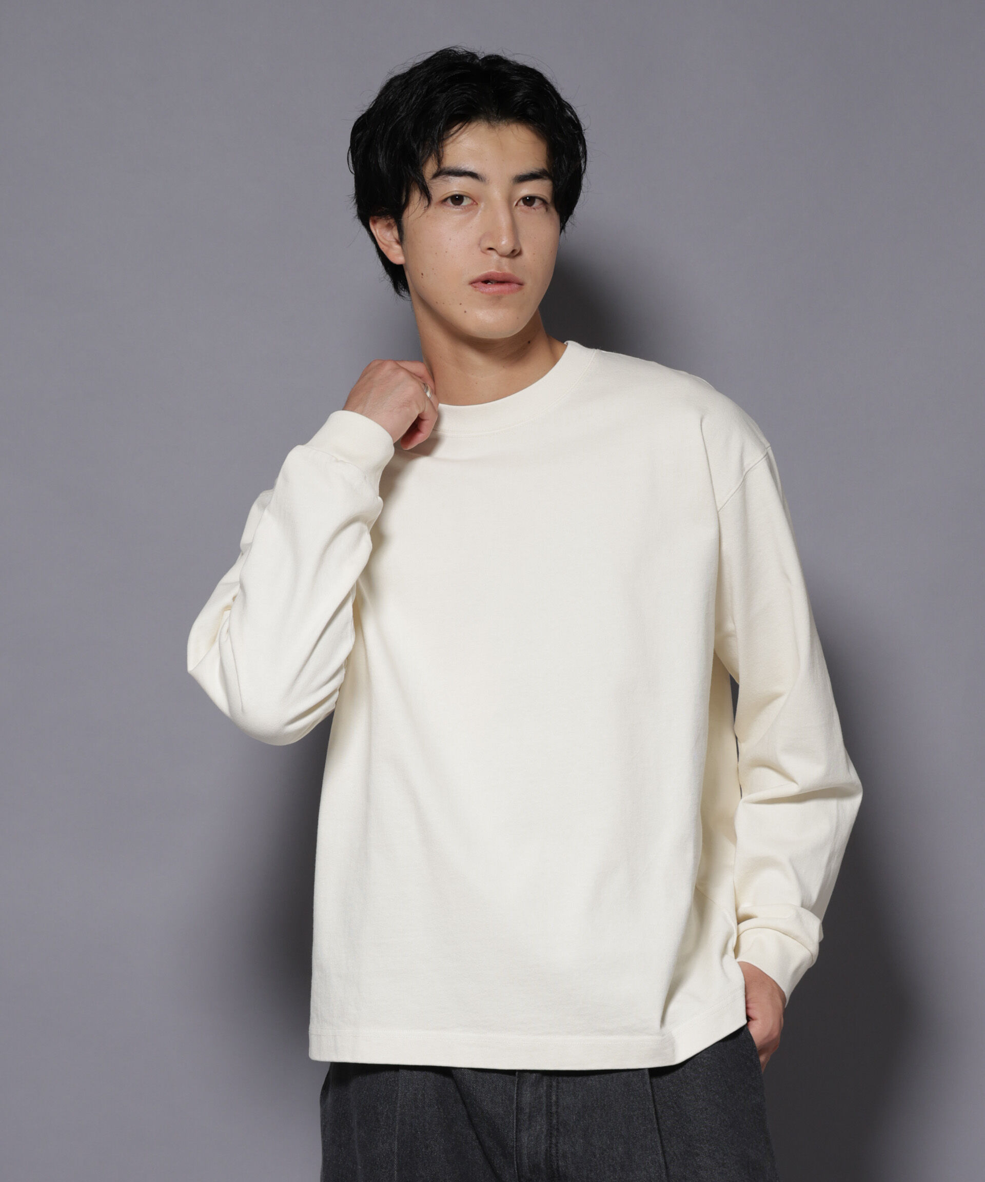 nano･universe「ヘビーオンスワイドプルオーバー 長袖」|Tシャツ・カットソー|オフホワイト1