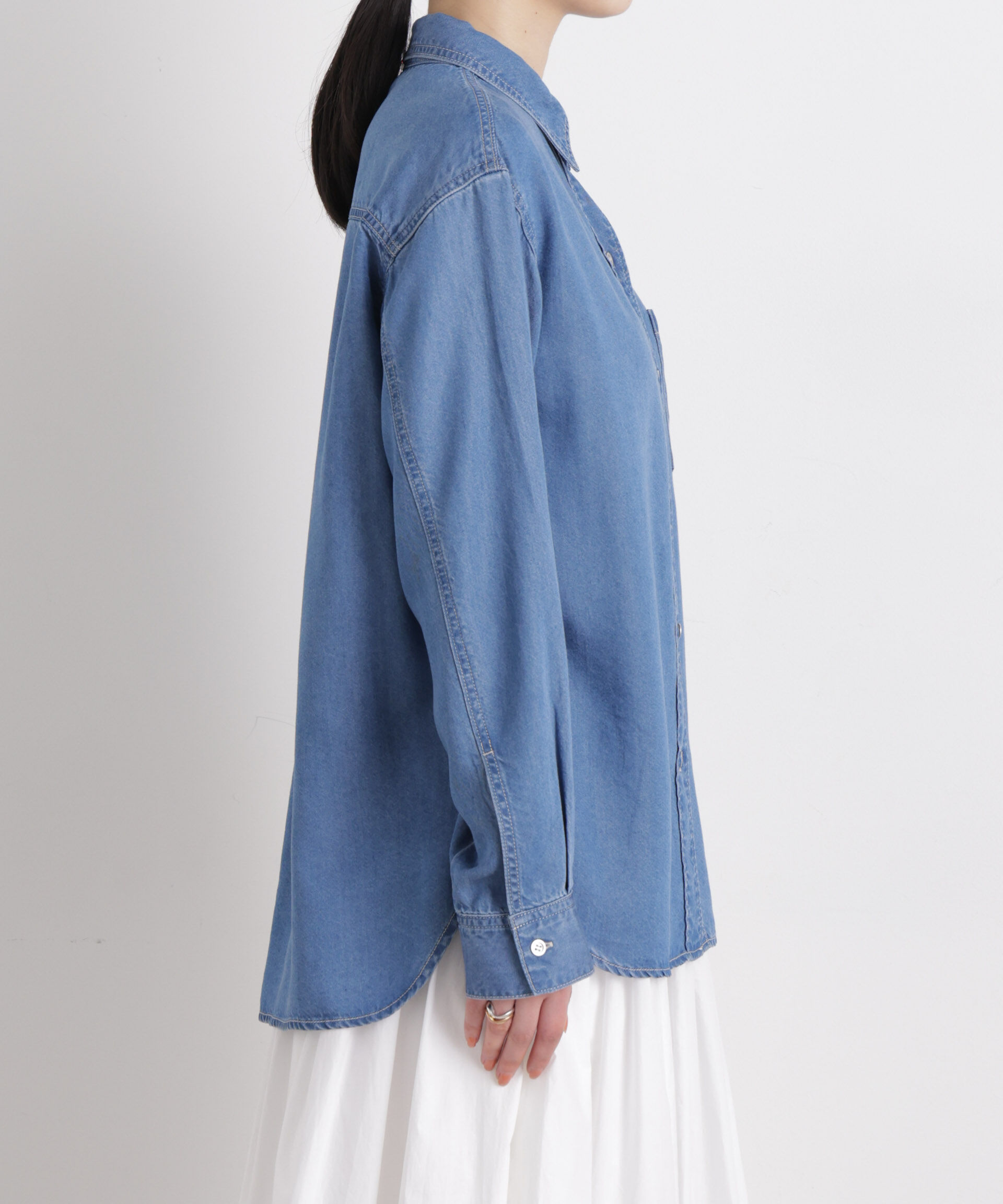 nano･universe「テンセルデニムリラックスシャツ(セットアップ可)」|シャツ・ブラウス|