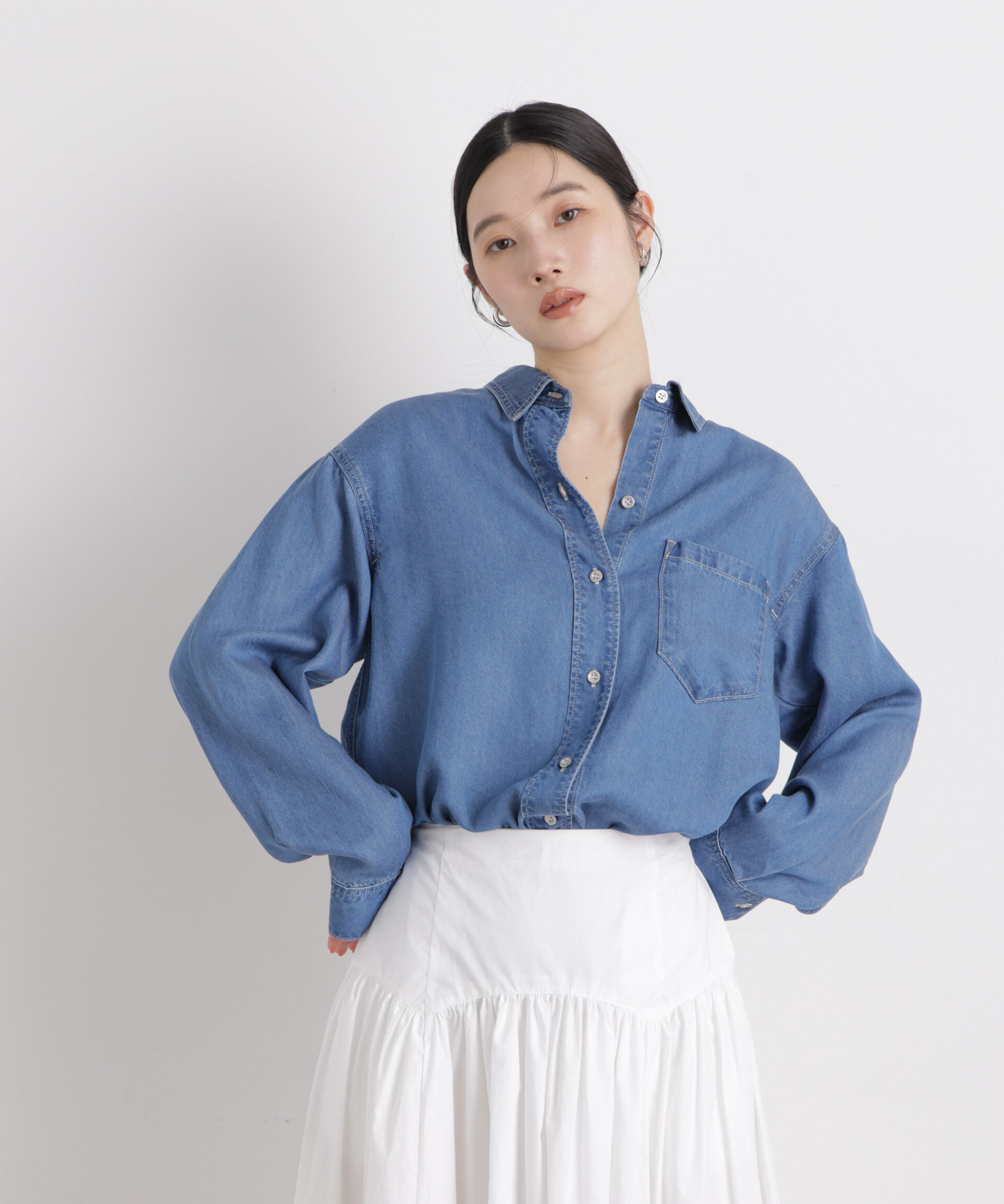 nano･universe「テンセルデニムリラックスシャツ(セットアップ可)」|シャツ・ブラウス|