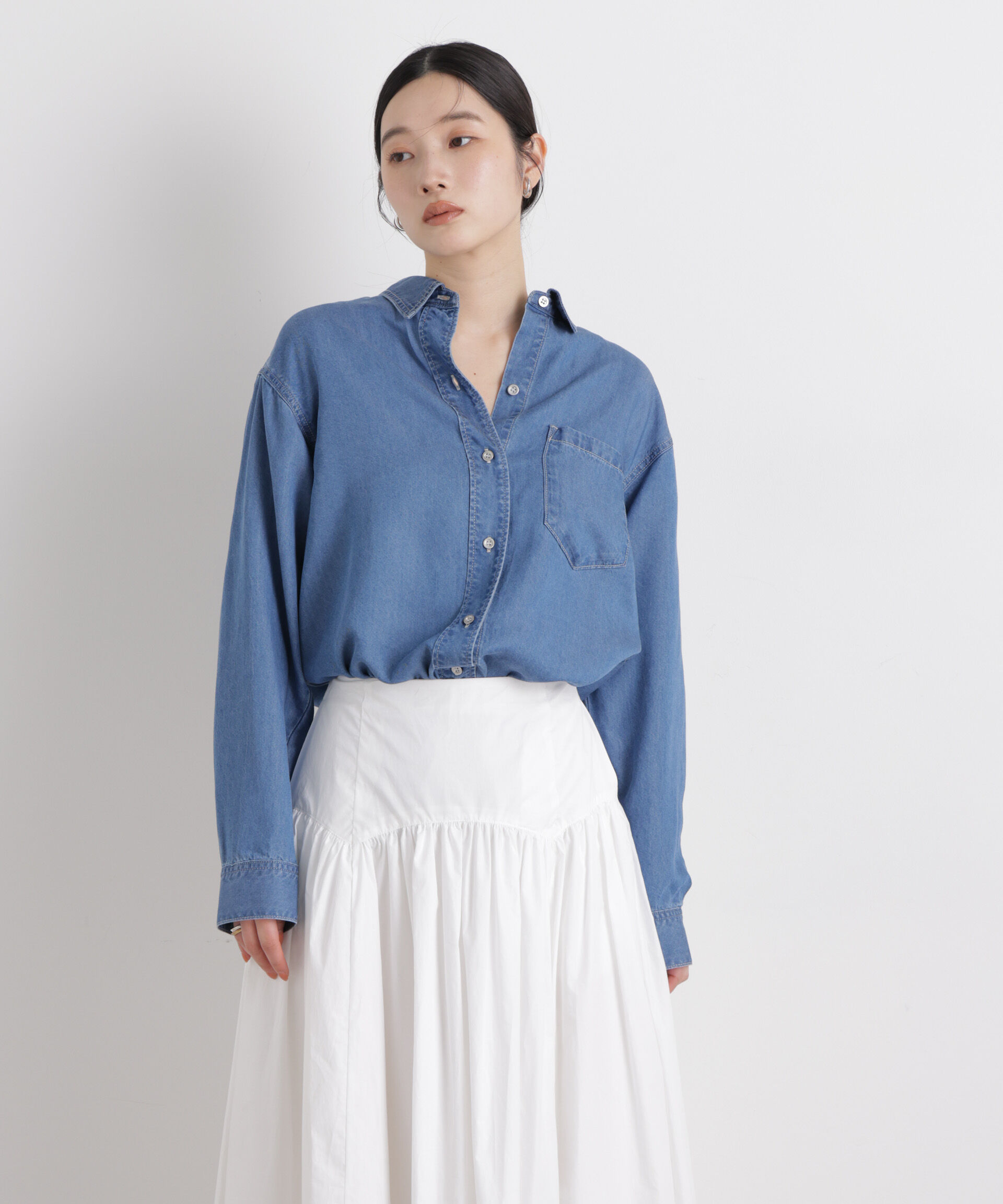nano･universe「テンセルデニムリラックスシャツ(セットアップ可)」|シャツ・ブラウス|