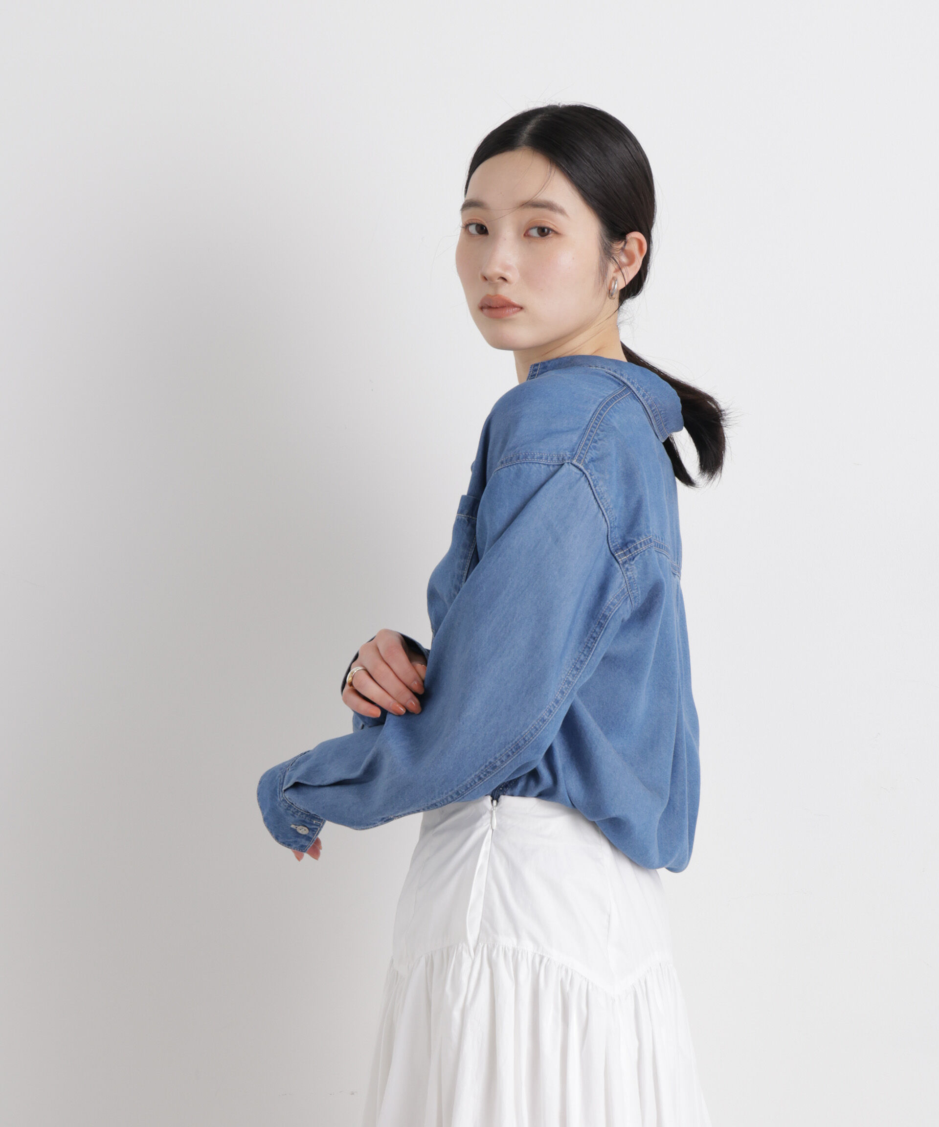 nano･universe「テンセルデニムリラックスシャツ(セットアップ可)」|シャツ・ブラウス|