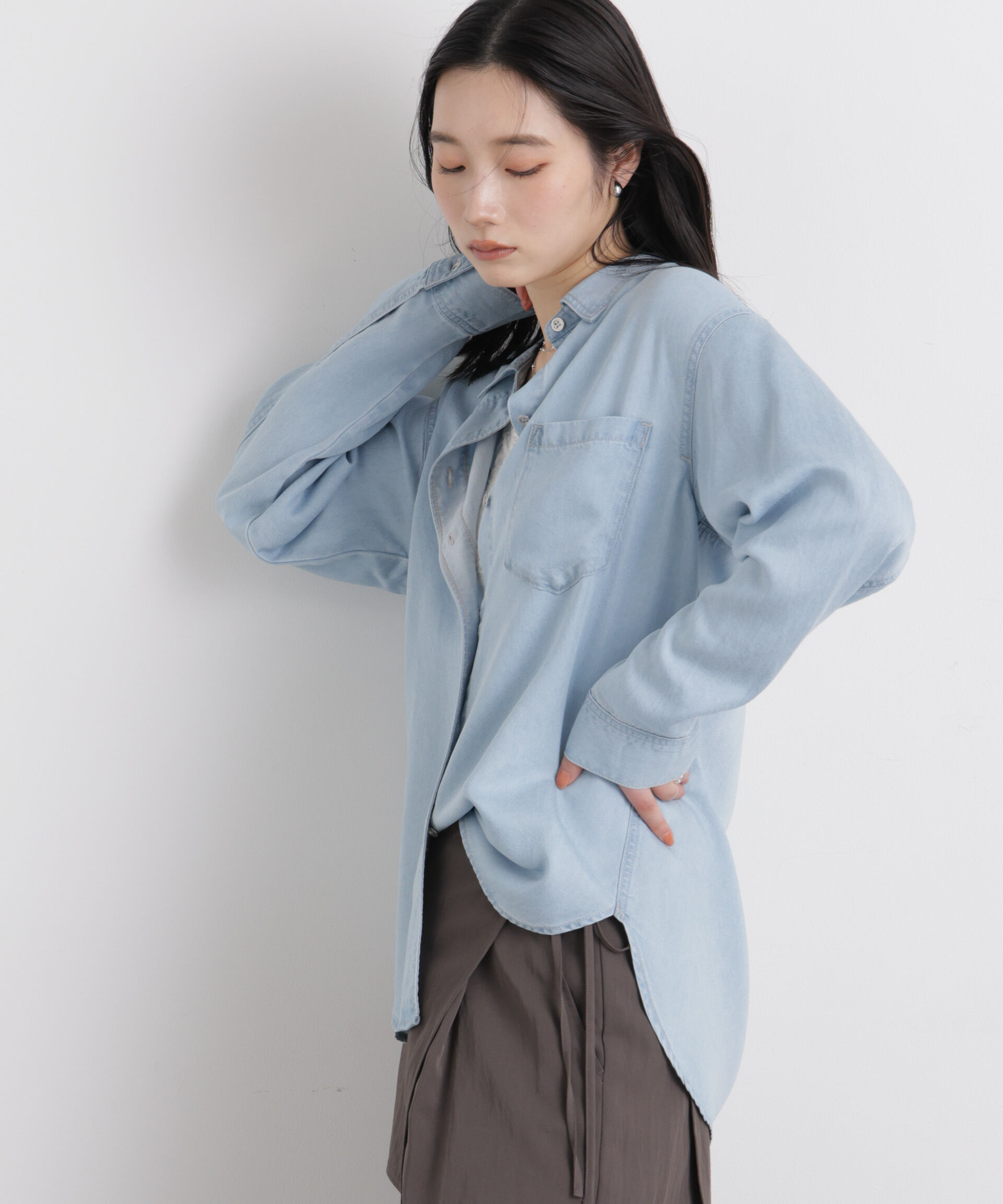 nano･universe「テンセルデニムリラックスシャツ(セットアップ可)」|シャツ・ブラウス|
