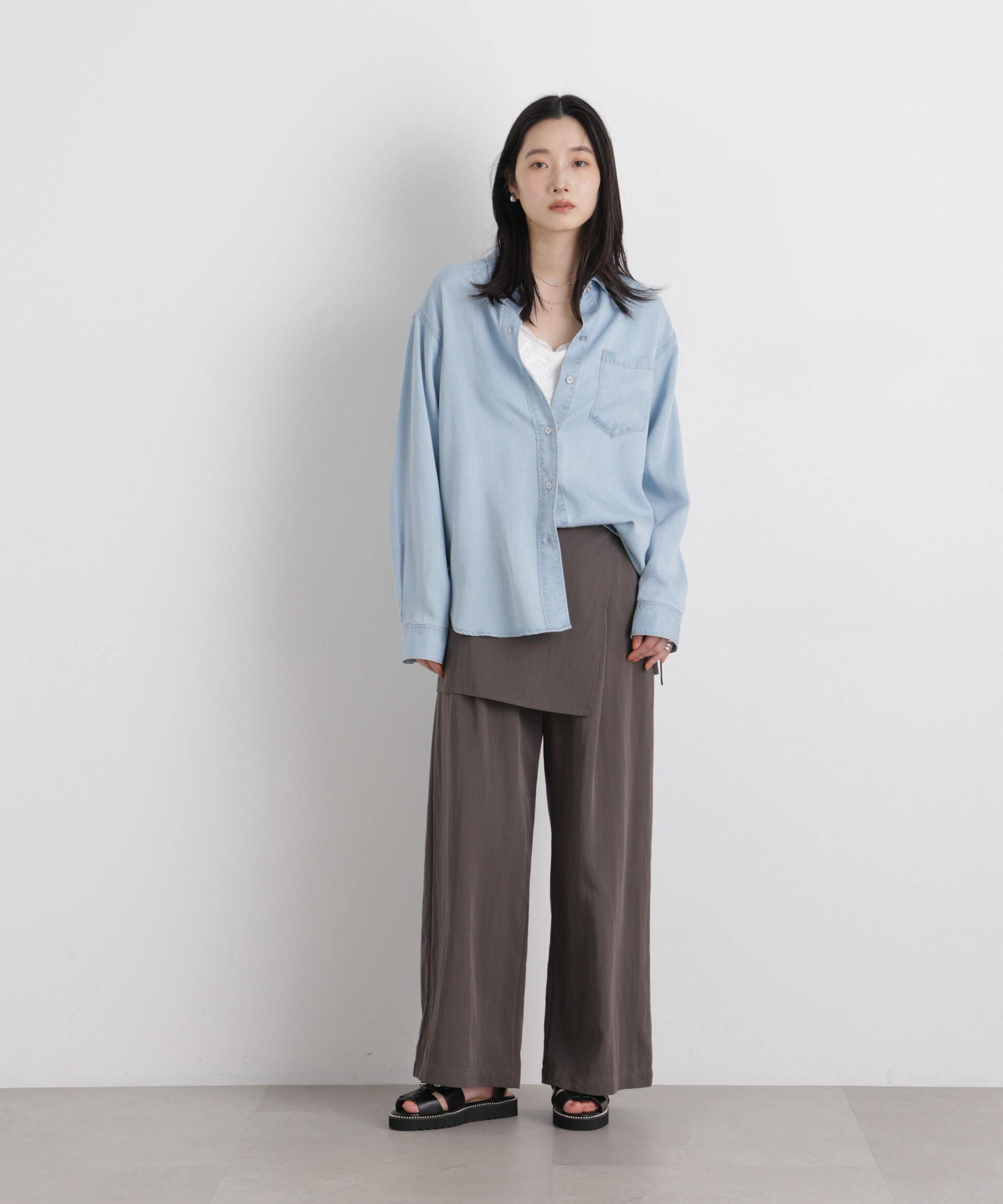 nano･universe「テンセルデニムリラックスシャツ(セットアップ可)」|シャツ・ブラウス|