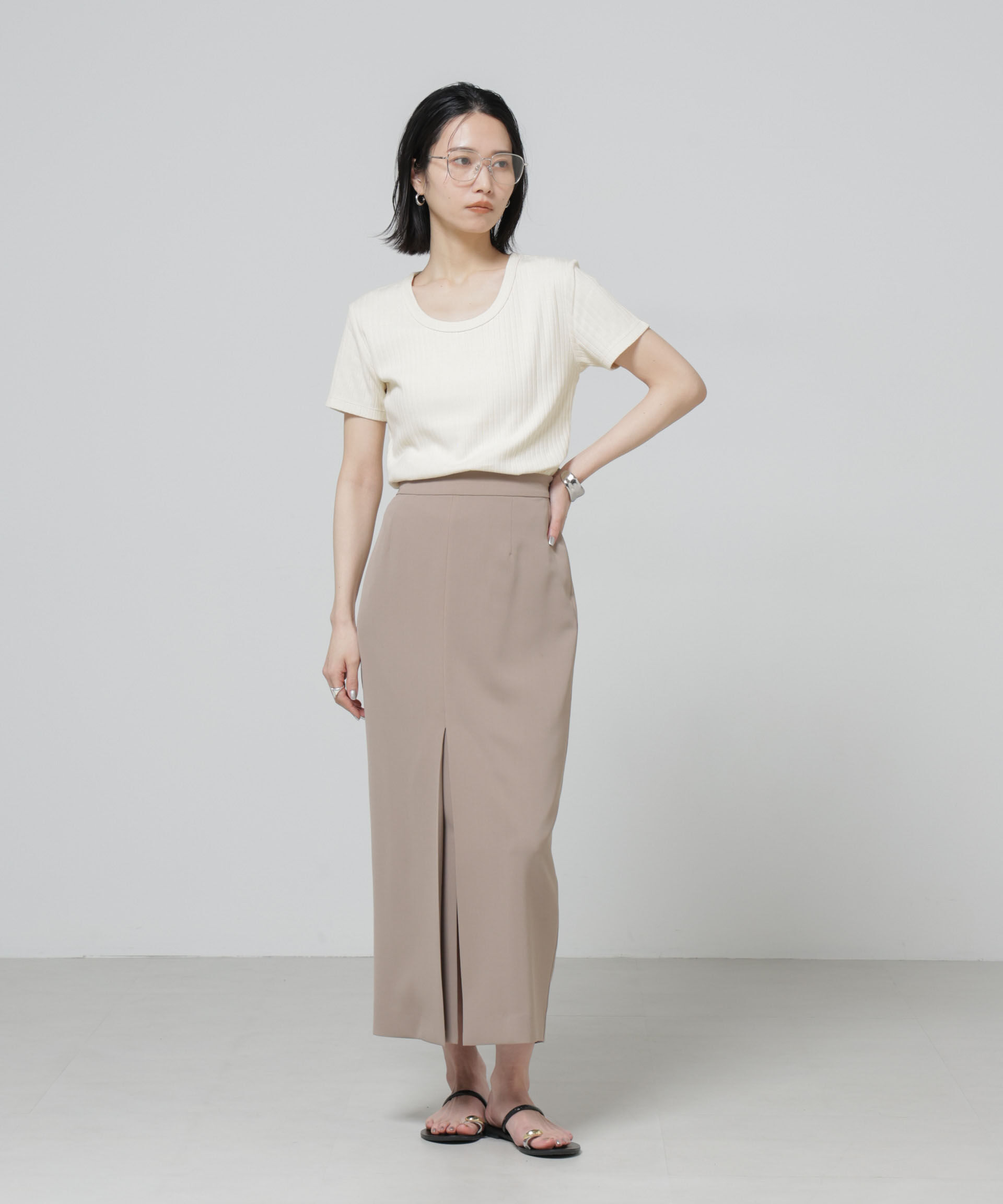 nano･universe「Anti Soaked(R) 汗染み防止コンパクトリブTシャツ」|Tシャツ・カットソー|