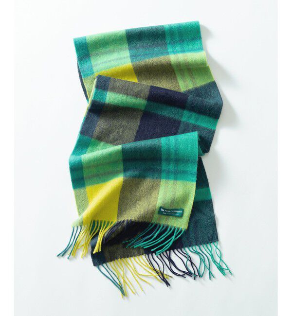 23区「カシミヤ チェック マフラー」|マフラー|グリーン系