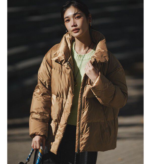 23区「【Oggi掲載】シレータフタ ハイネック ショート ダウンコート」|ダウン|キャメル系