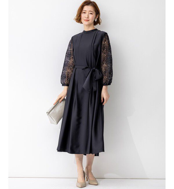 23区「【APPLAUDIR】ノーブルサテン リボンブーケレースコンビ ドレス」|ドレス|