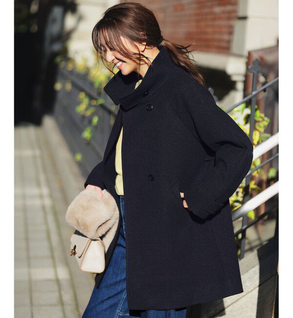 ANY SIS「ウールライクスタンドカラー ミドルコート」|その他|ネイビー