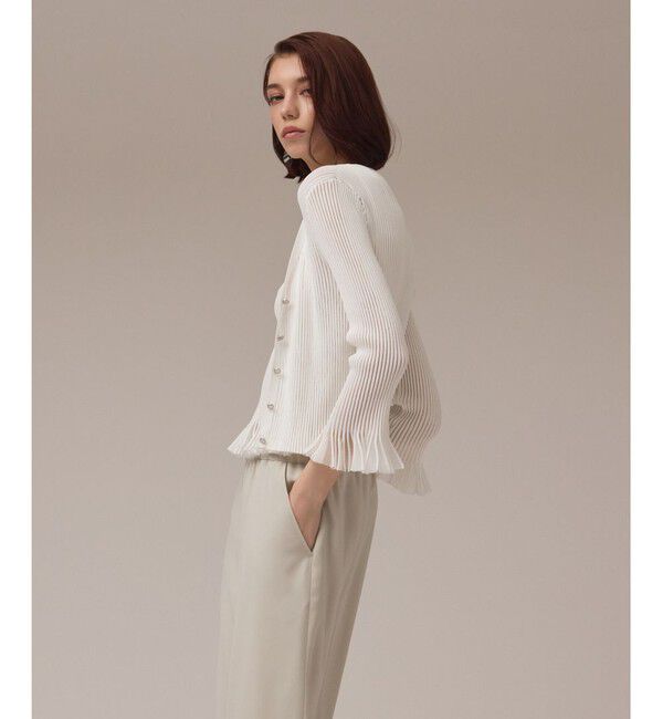 GRACE CONTINENTAL「シアーフリルニットカーディガン」|カーディガン|ホワイト