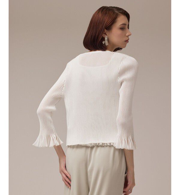 GRACE CONTINENTAL「シアーフリルニットカーディガン」|カーディガン|