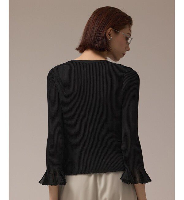 GRACE CONTINENTAL「シアーフリルニットカーディガン」|カーディガン|