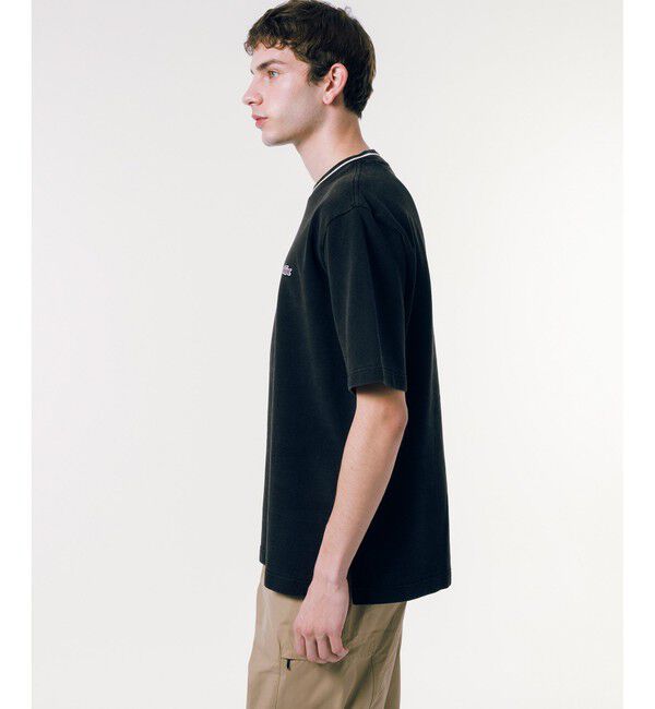 LACOSTE「配色リブニットインディゴ鹿の子 半袖Tシャツ」|Tシャツ・カットソー|