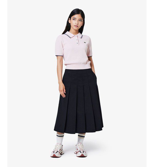 LACOSTE「ミディプリーツスカート」|スカート|ブラック