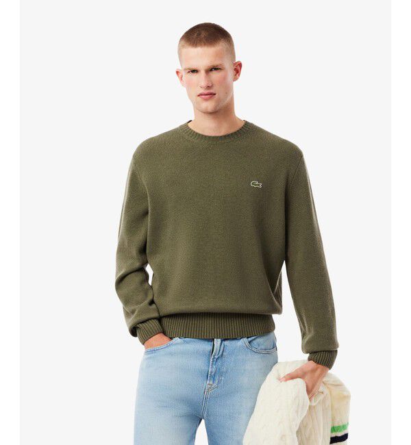 LACOSTE「エッセンシャルウールニットセーター」|ニット・セーター|オリーブ