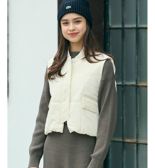 LACOSTE「クロップド丈 撥水 THERMORE中綿 ジップアップベスト」|ダウンベスト・ベスト|