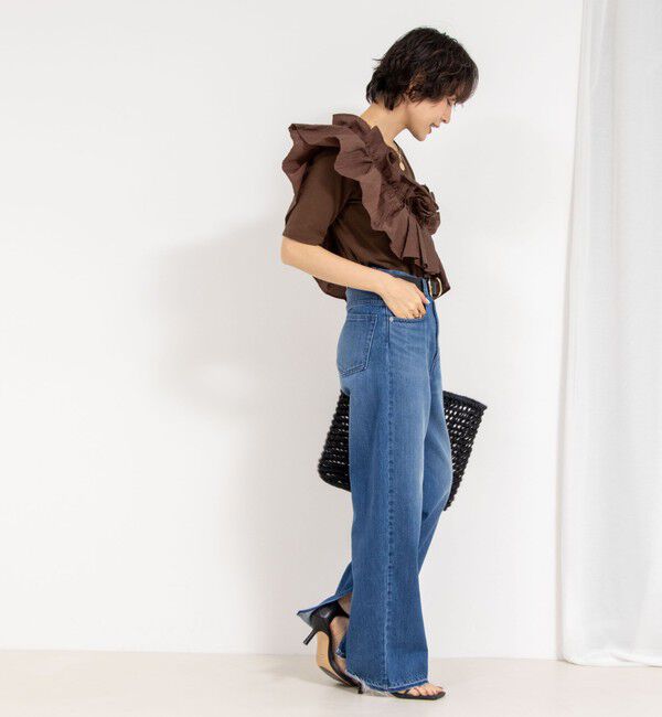 Rie Miller「【RM denim】スリットフレアハイウエストデニム」|デニム|