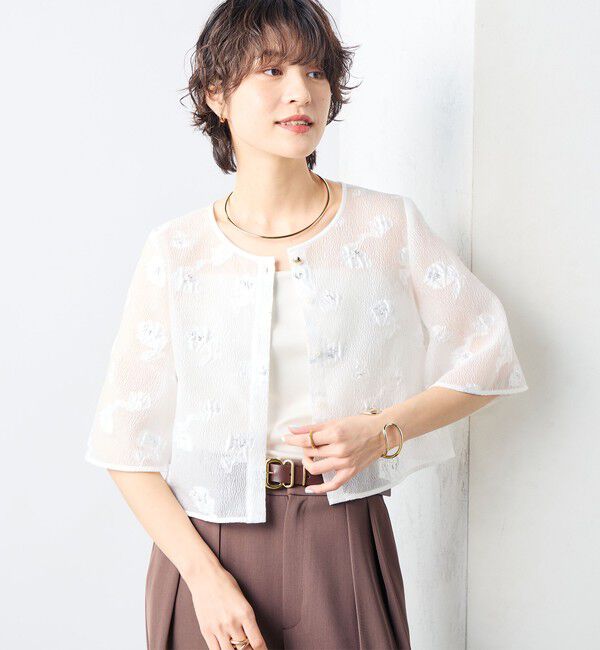 NOLLEY'S sophi「《セットアップ対応》ラメフラワージャガードブラウス」|シャツ・ブラウス|