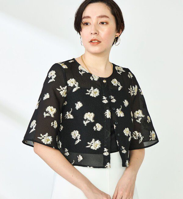 NOLLEY'S sophi「《セットアップ対応》ラメフラワージャガードブラウス」|シャツ・ブラウス|