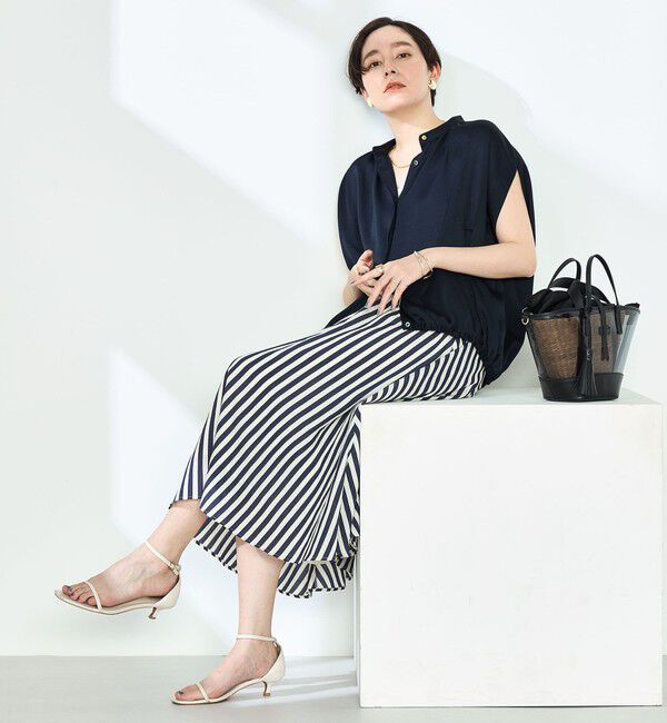 NOLLEY'S「ハンマーサテンケープブラウス」|シャツ・ブラウス|