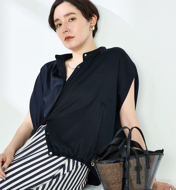NOLLEY'S「ハンマーサテンケープブラウス」|シャツ・ブラウス|