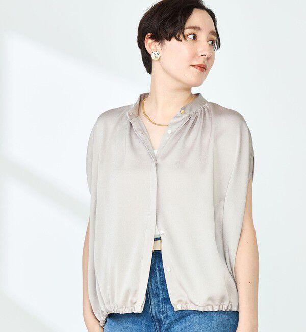 NOLLEY'S「ハンマーサテンケープブラウス」|シャツ・ブラウス|