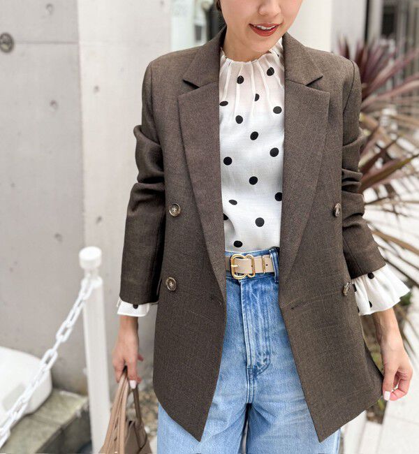 NOLLEY'S「《セットアップ対応》ウォッシャブルウール調ストレッチダブルジャケット」|テーラードジャケット|